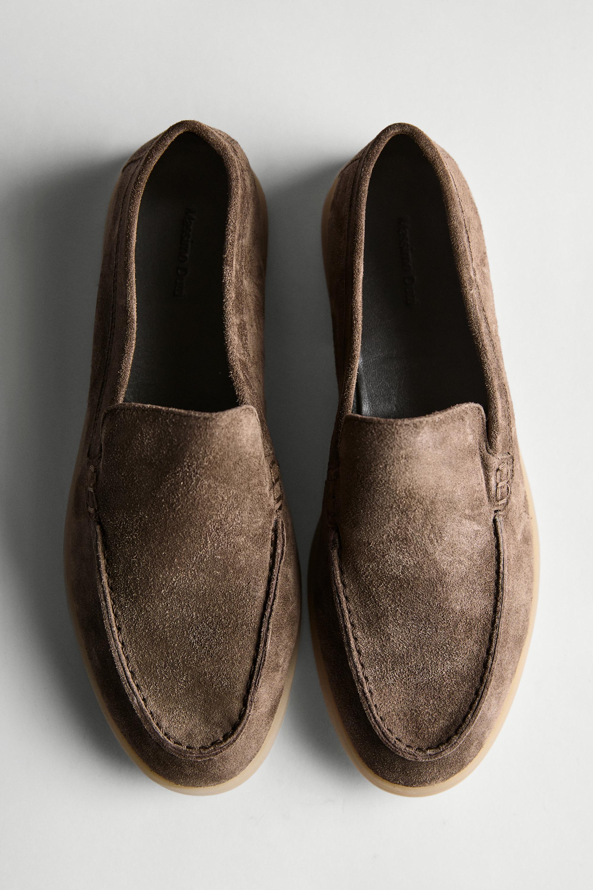Split leather loafers — BROWN