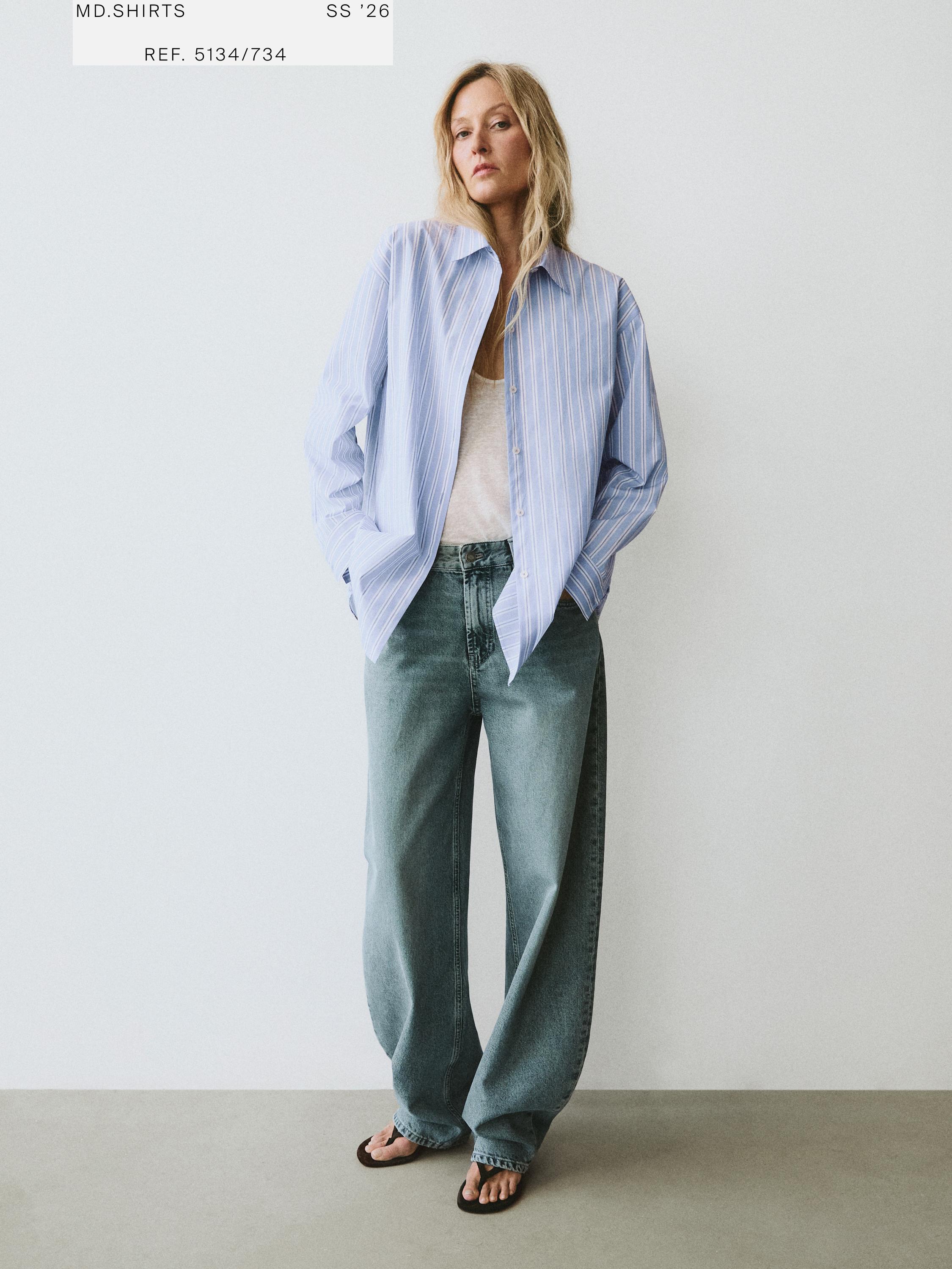 100% cotton striped shirt — BLUE