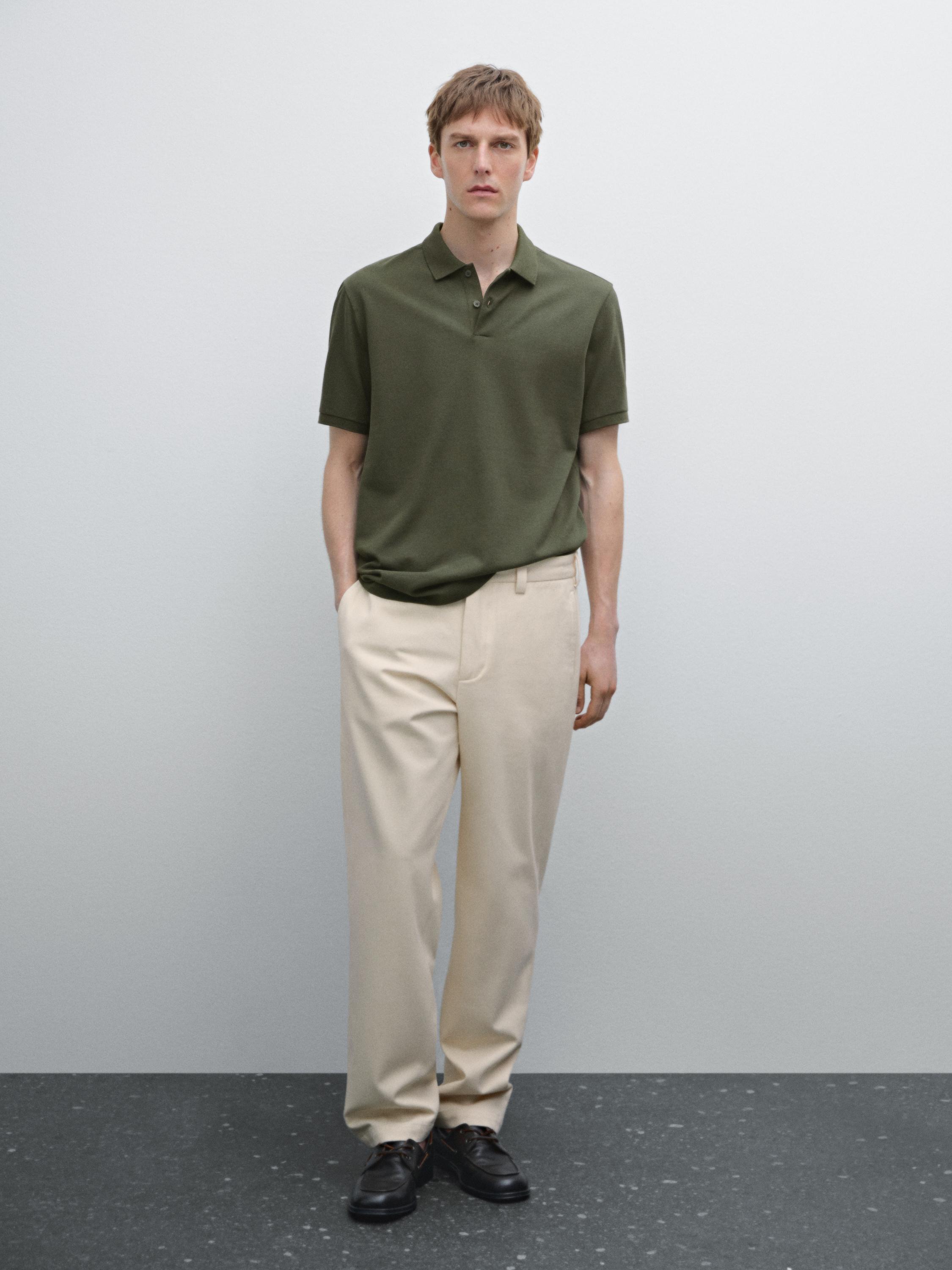 Micro textured piqué cotton polo shirt