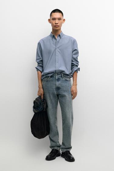 Regular fit micro-check shirt — DEEP BLUE 1