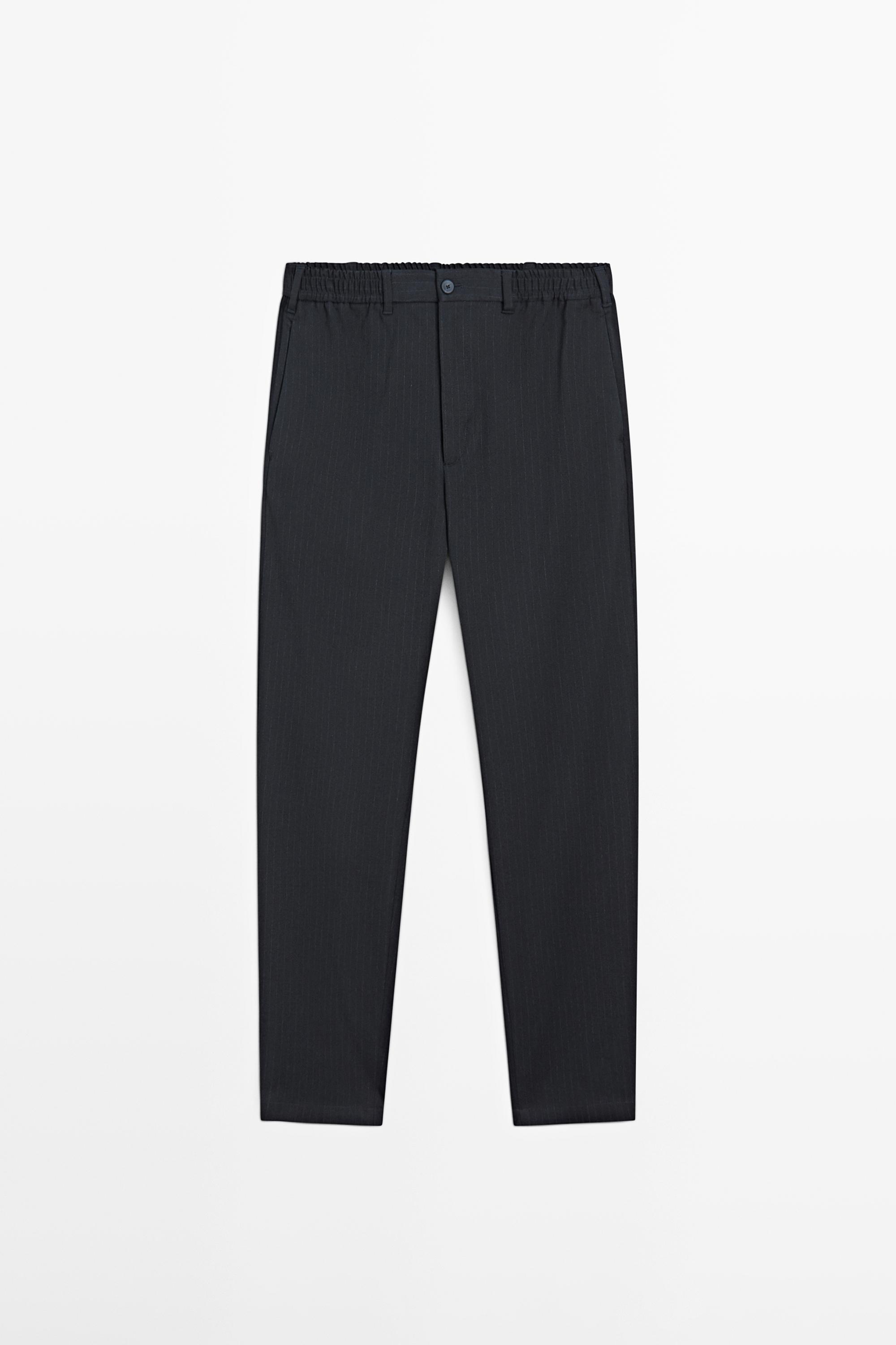 Striped jogger fit trousers — NAVY BLUE