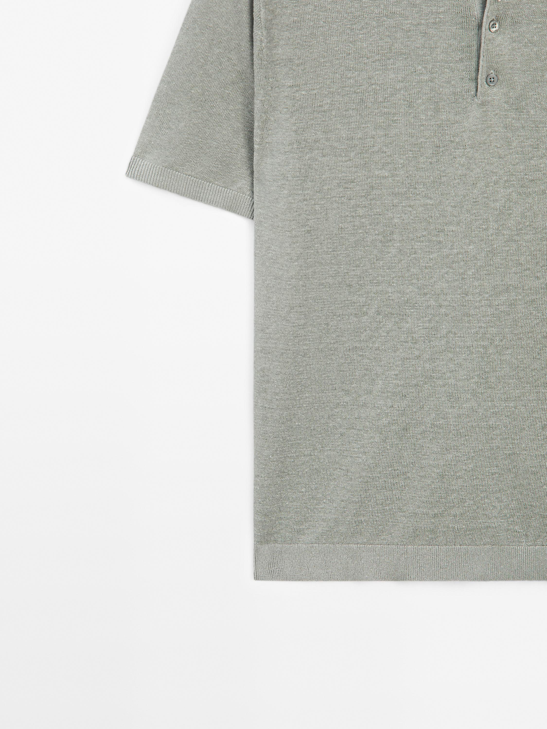 100% linen knit polo shirt