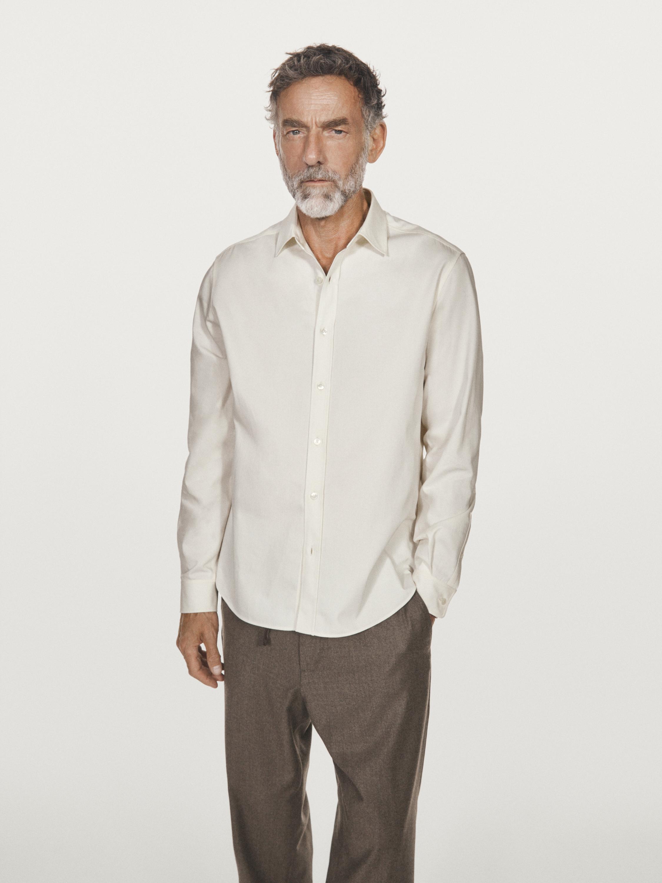 Regular fit cotton blend shirt