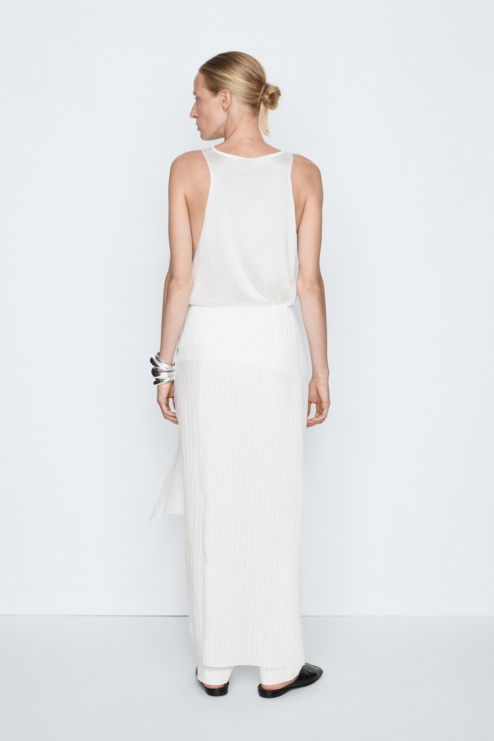 Asymmetric striped skort - STUDIO — WHITE