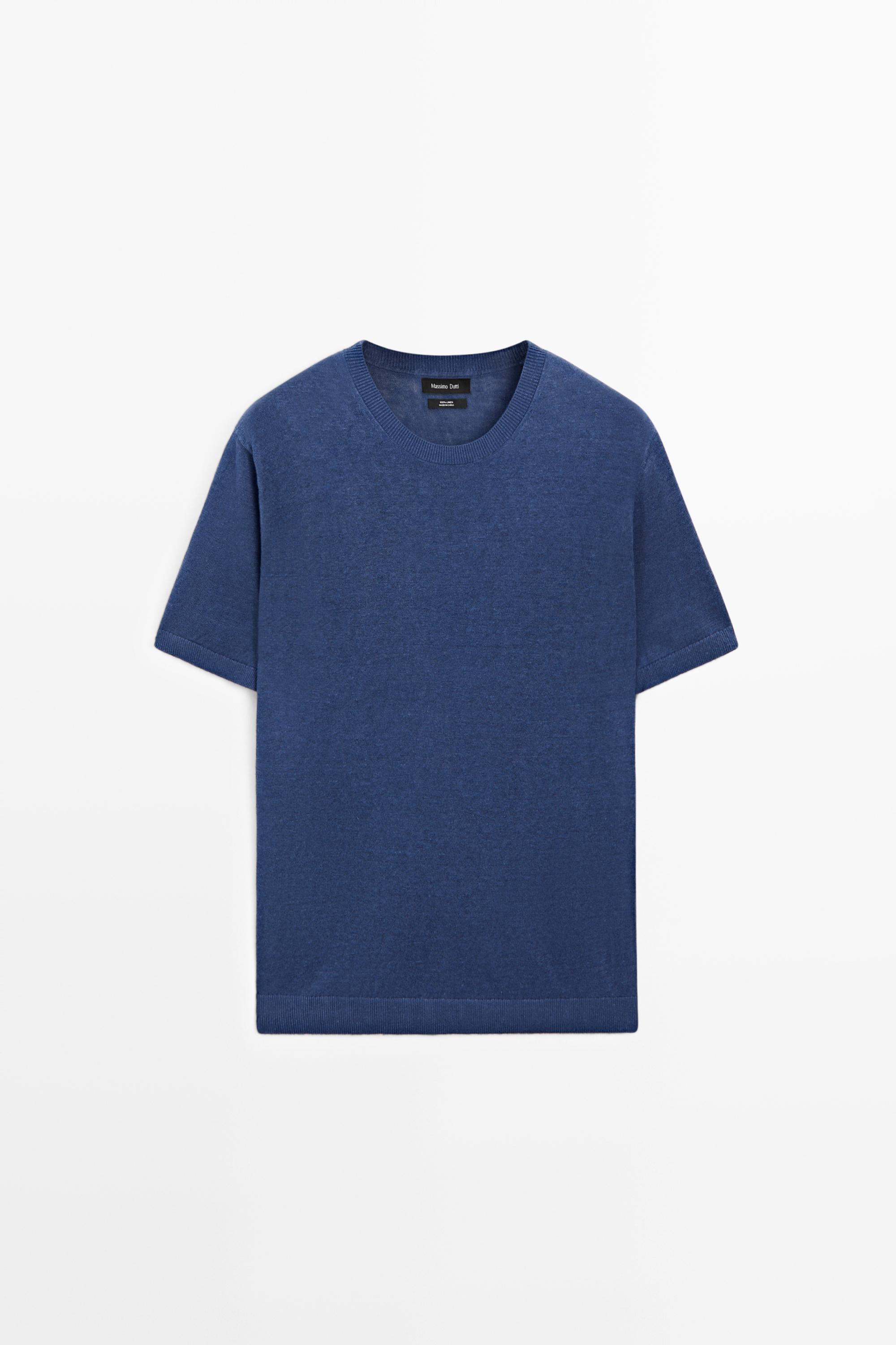 Lightweight 100% linen knit T-shirt — BLUISH