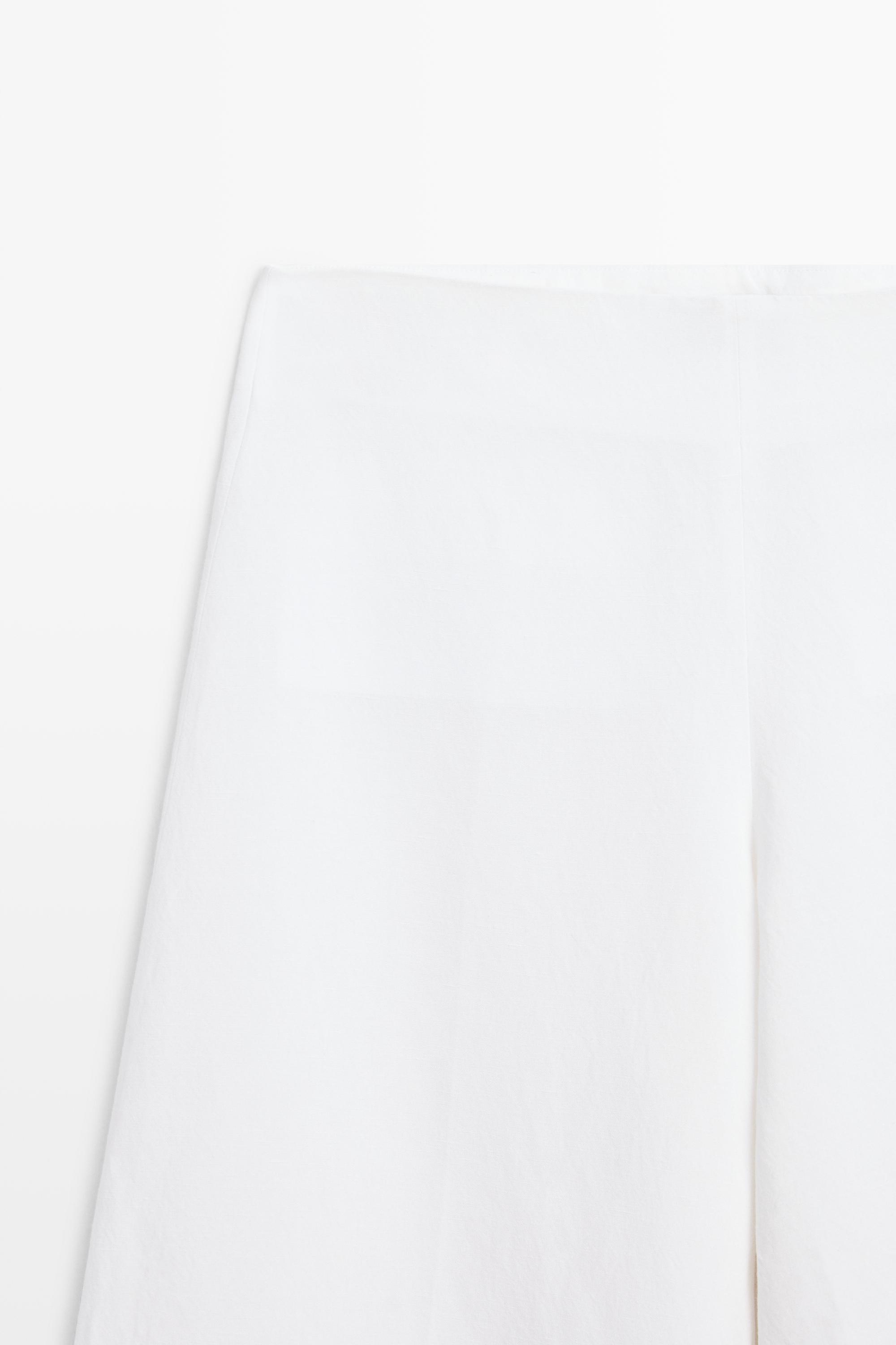 Total look flowing linen blend trousers — WHITE