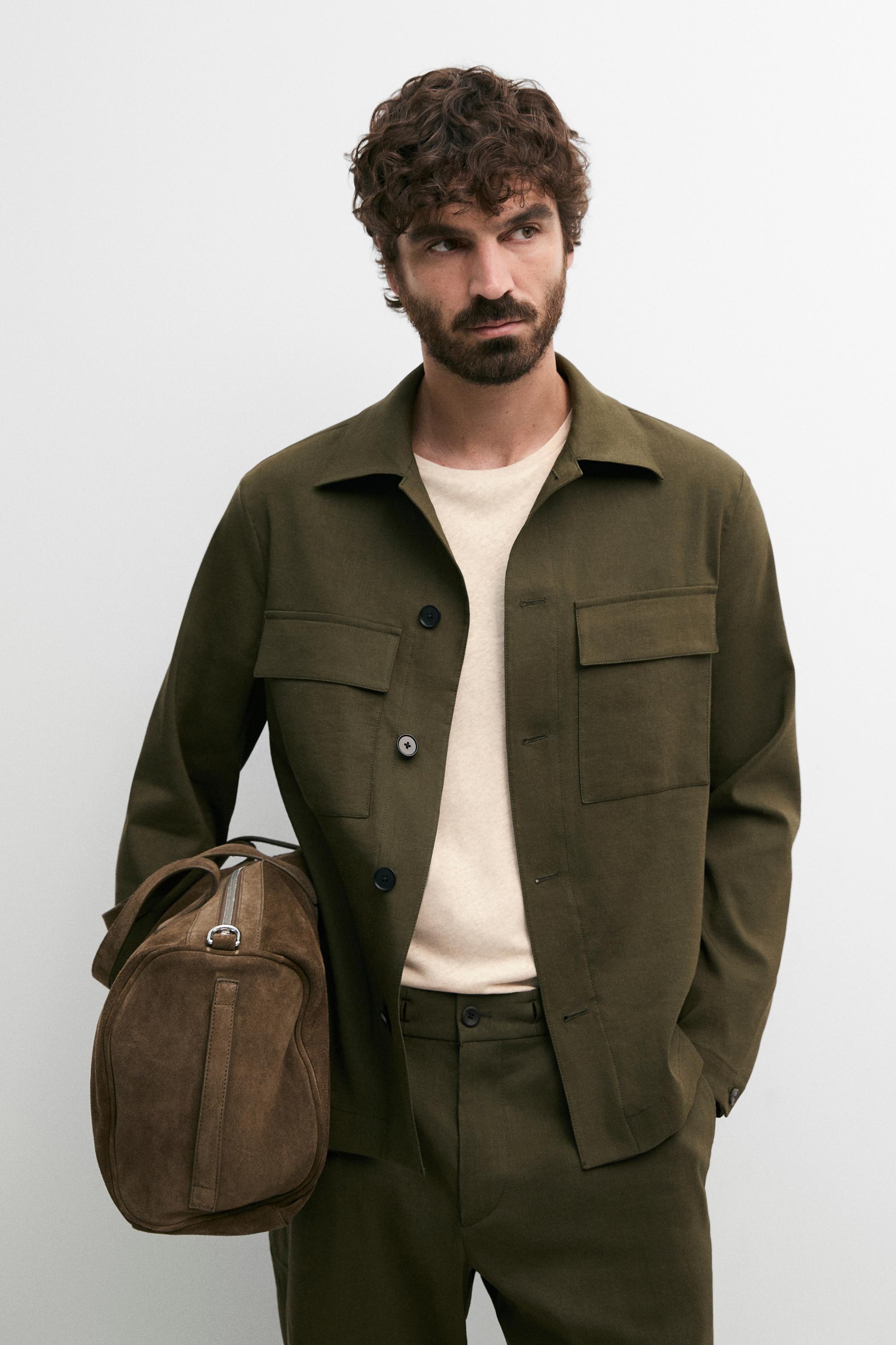 Total look overshirt with pocket detail — GREEN