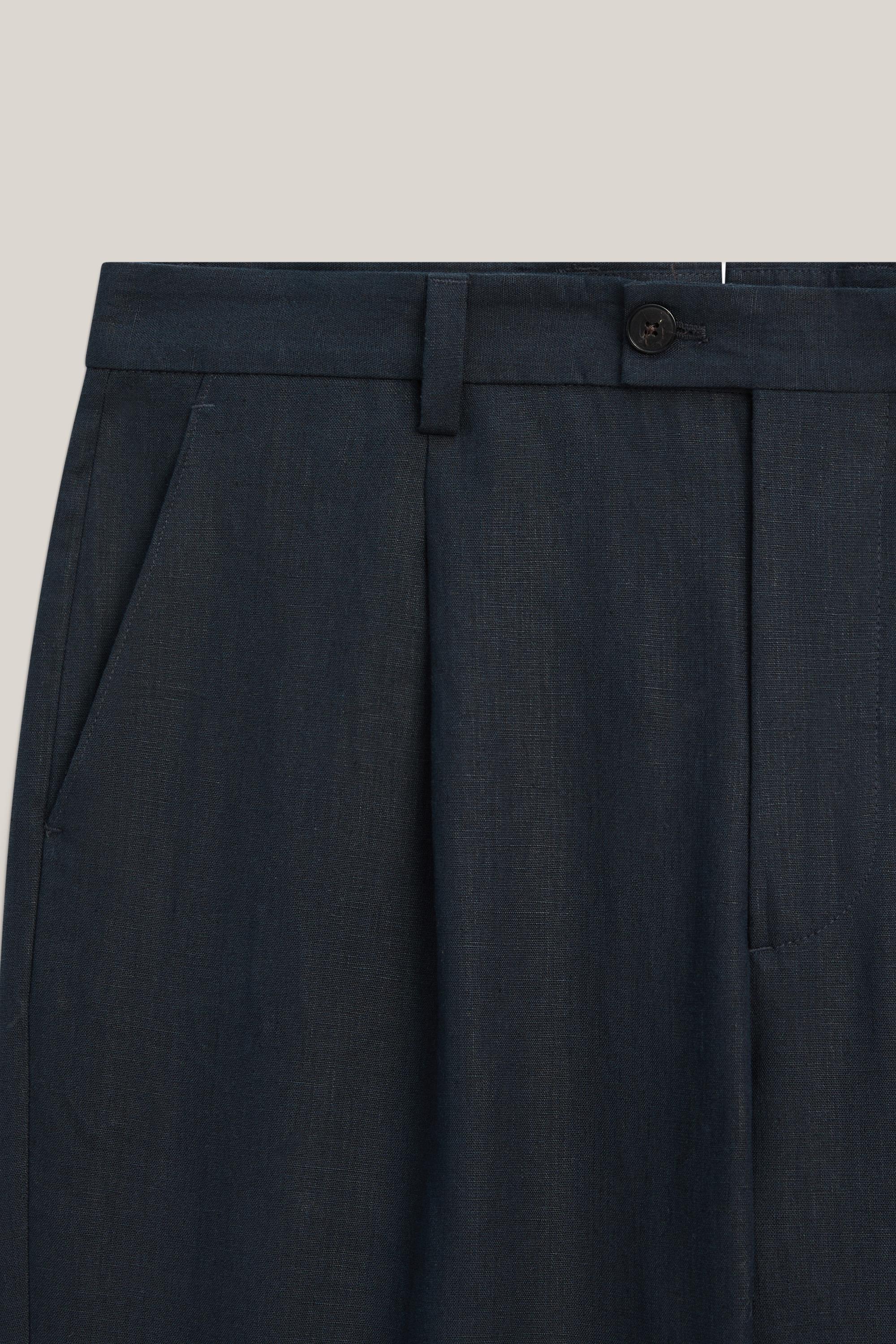 Total look darted linen trousers - LIMITED EDITION — NAVY BLUE