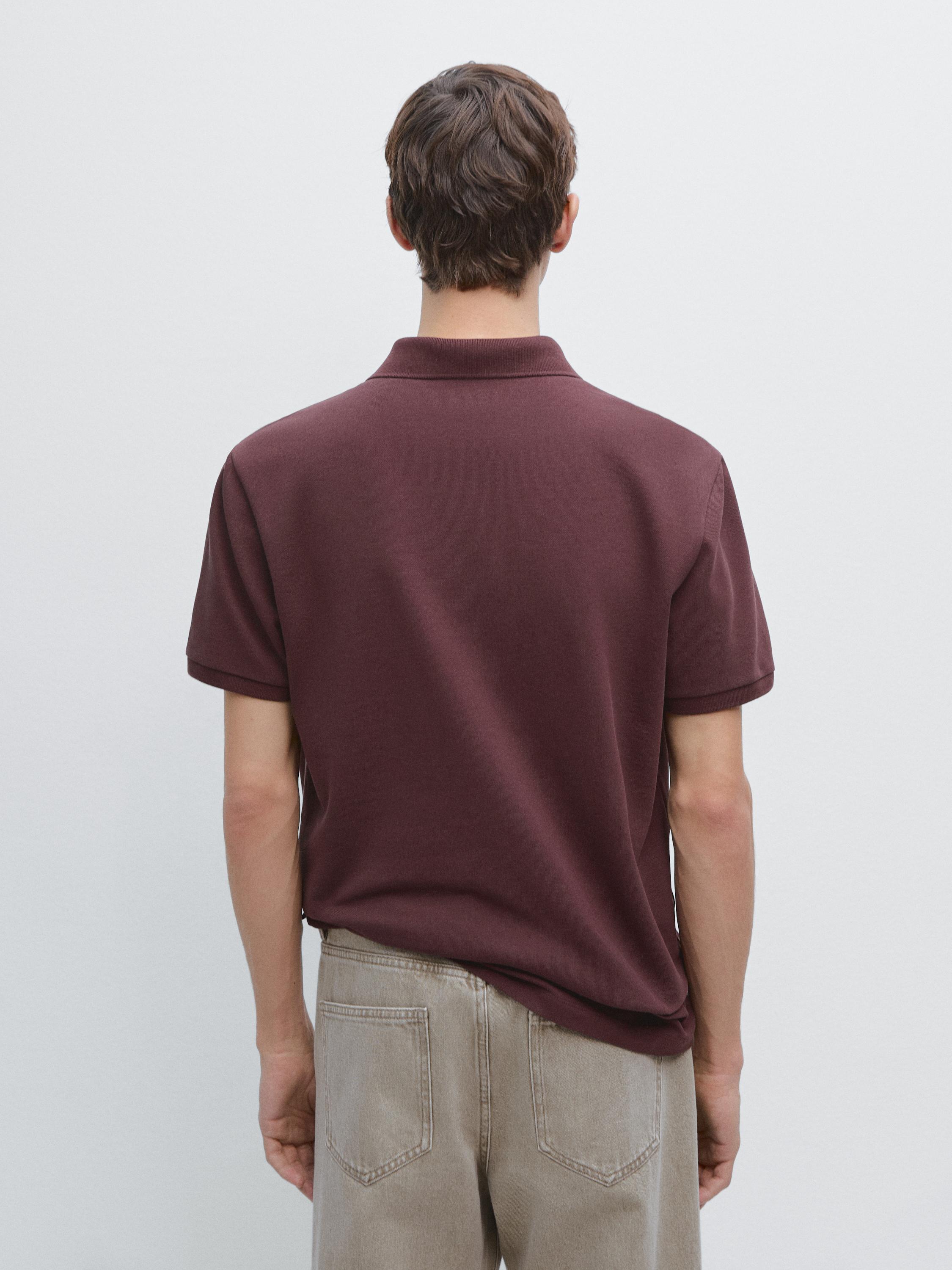 Micro-textured cotton piqué polo shirt — MAROON