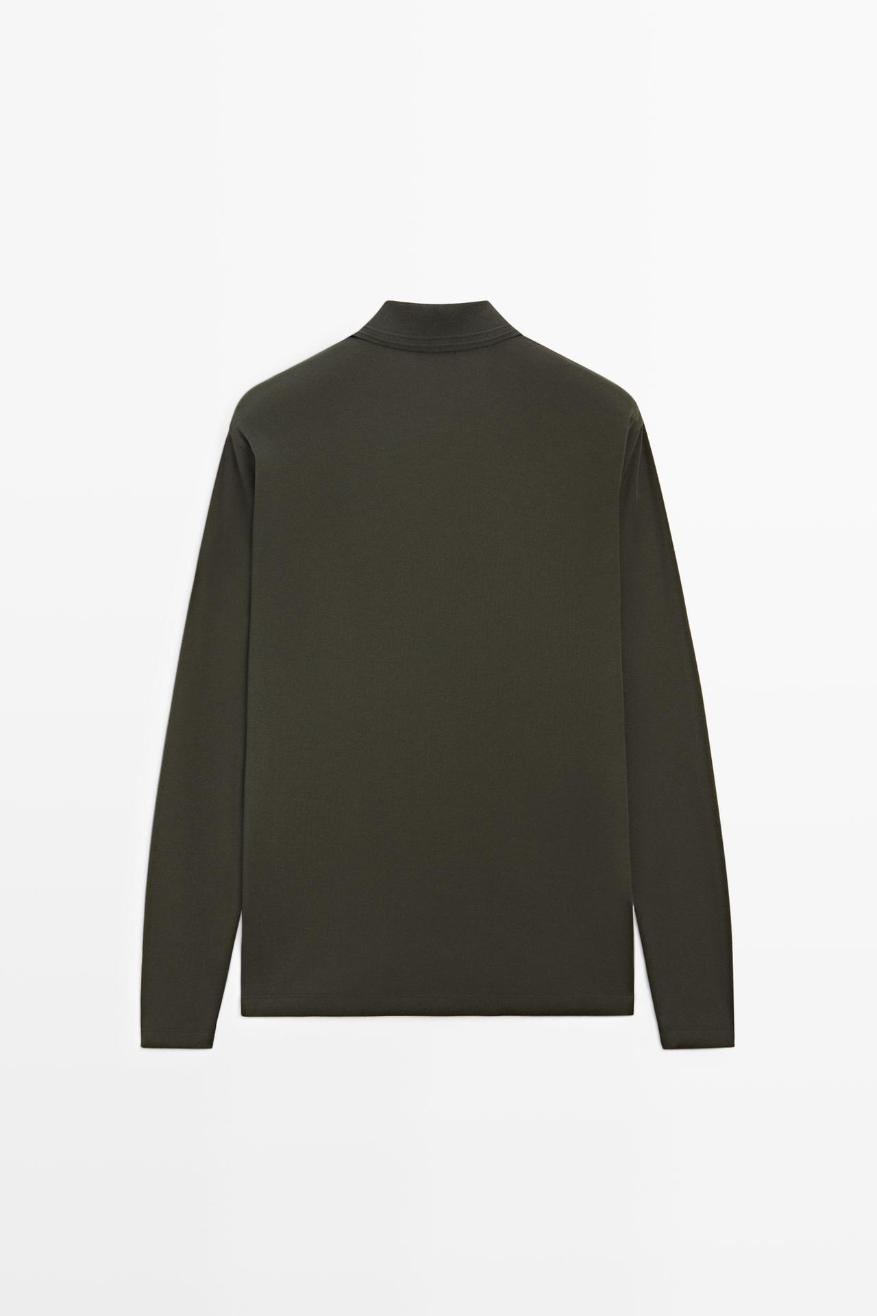 100% cotton long sleeve polo shirt — PALE OCHRE