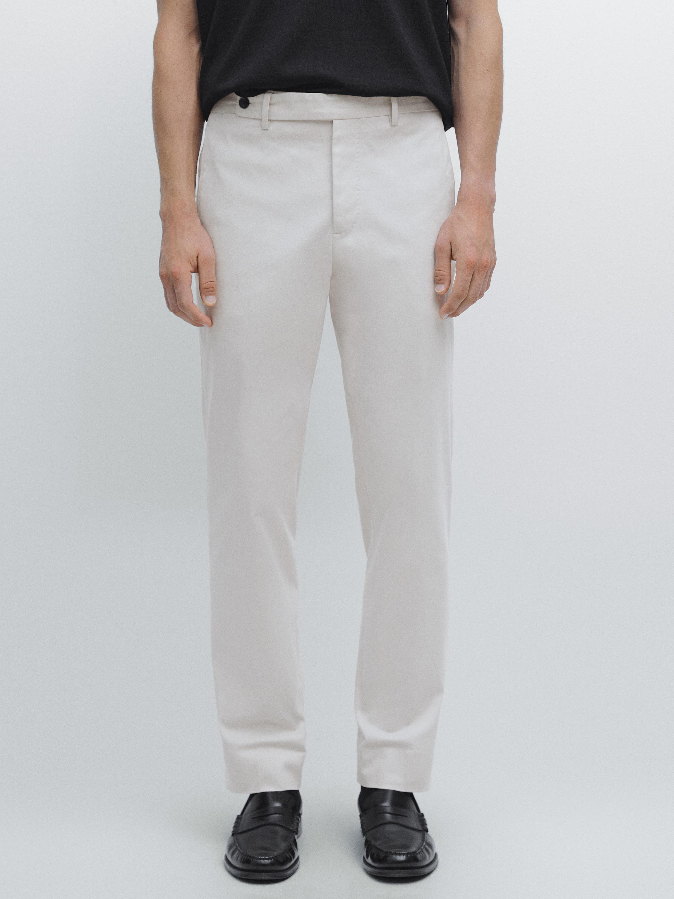 Cotton blend twill trousers