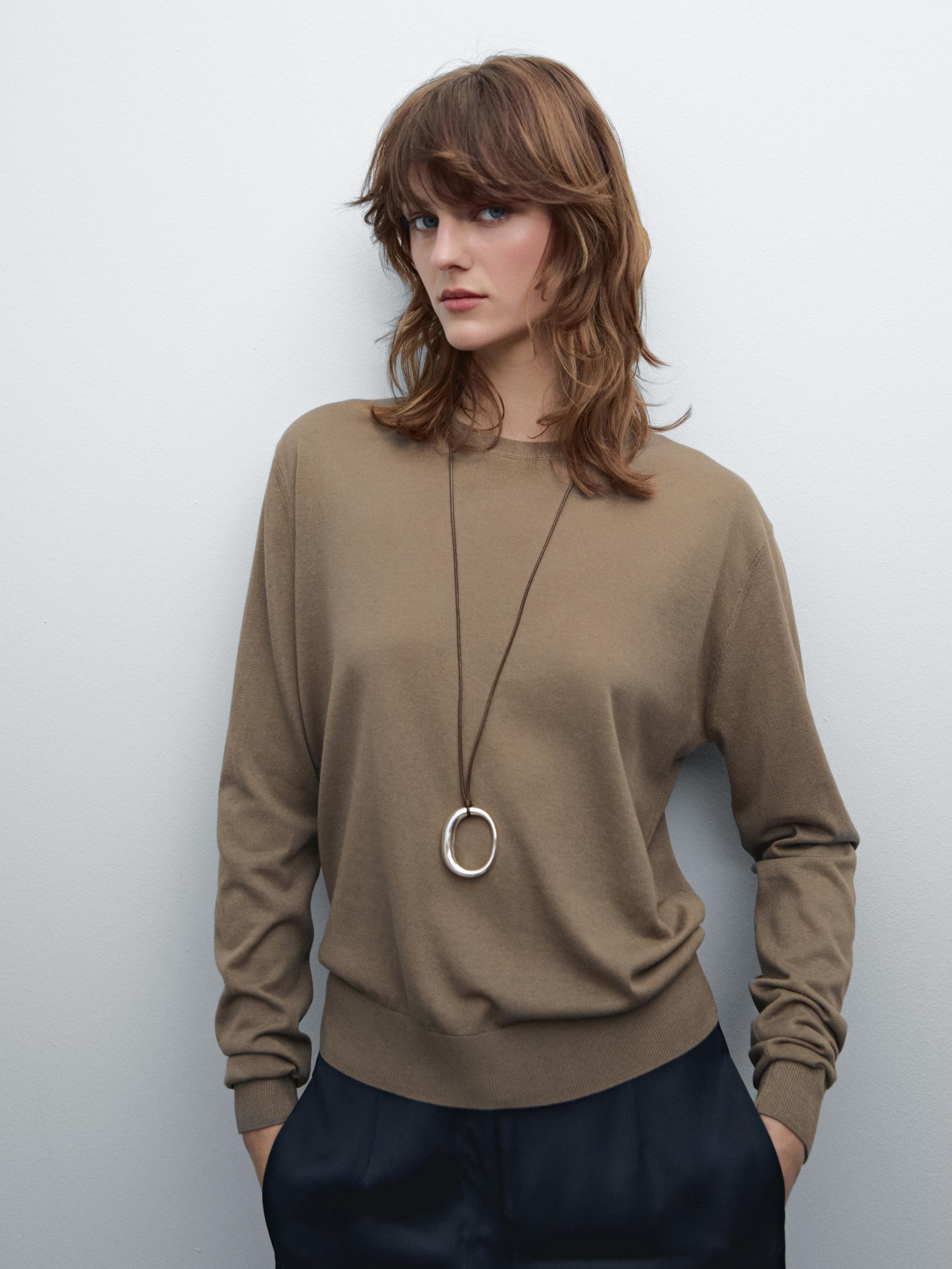 Cotton blend knit sweater