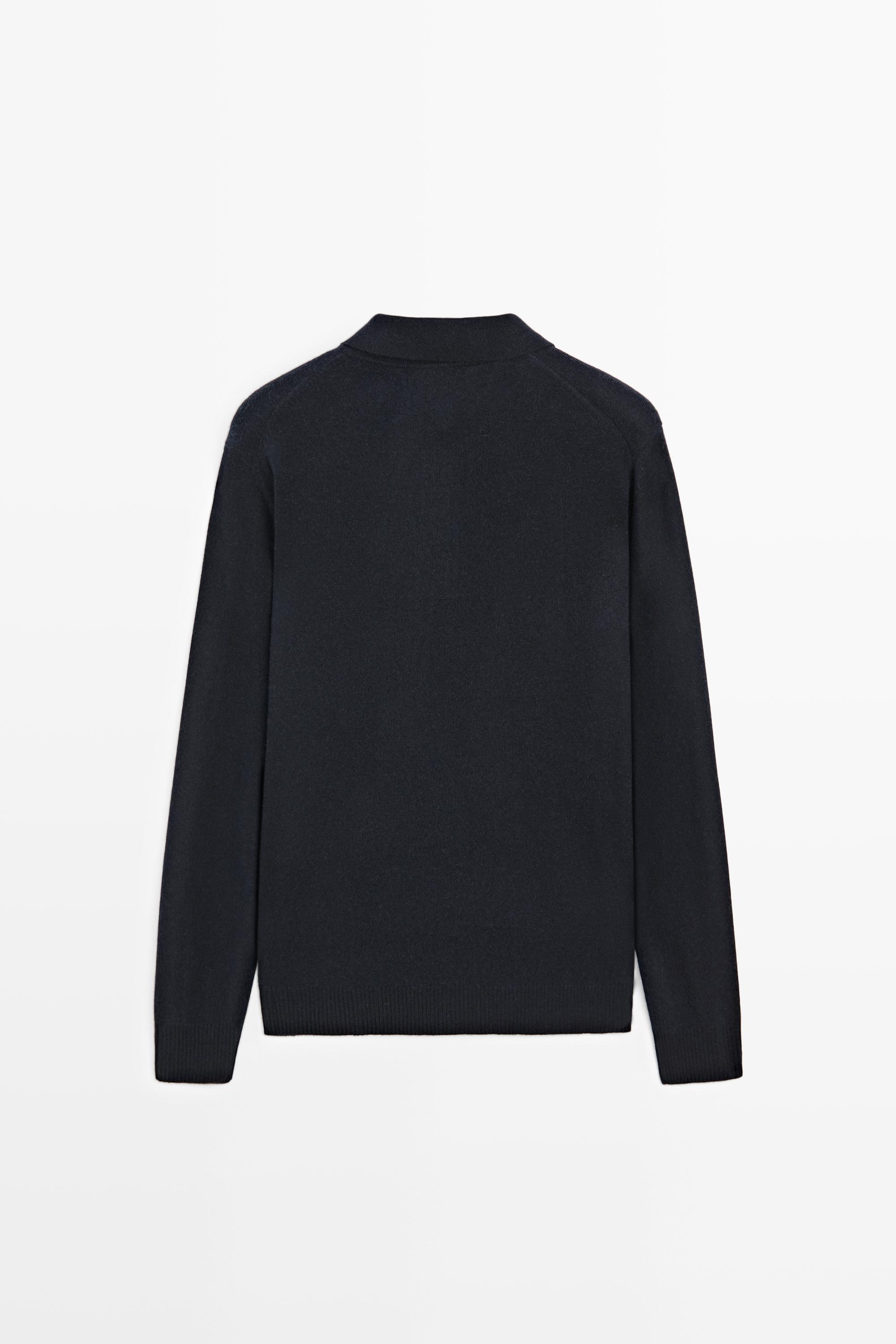 Wool cashmere blend polo sweater
