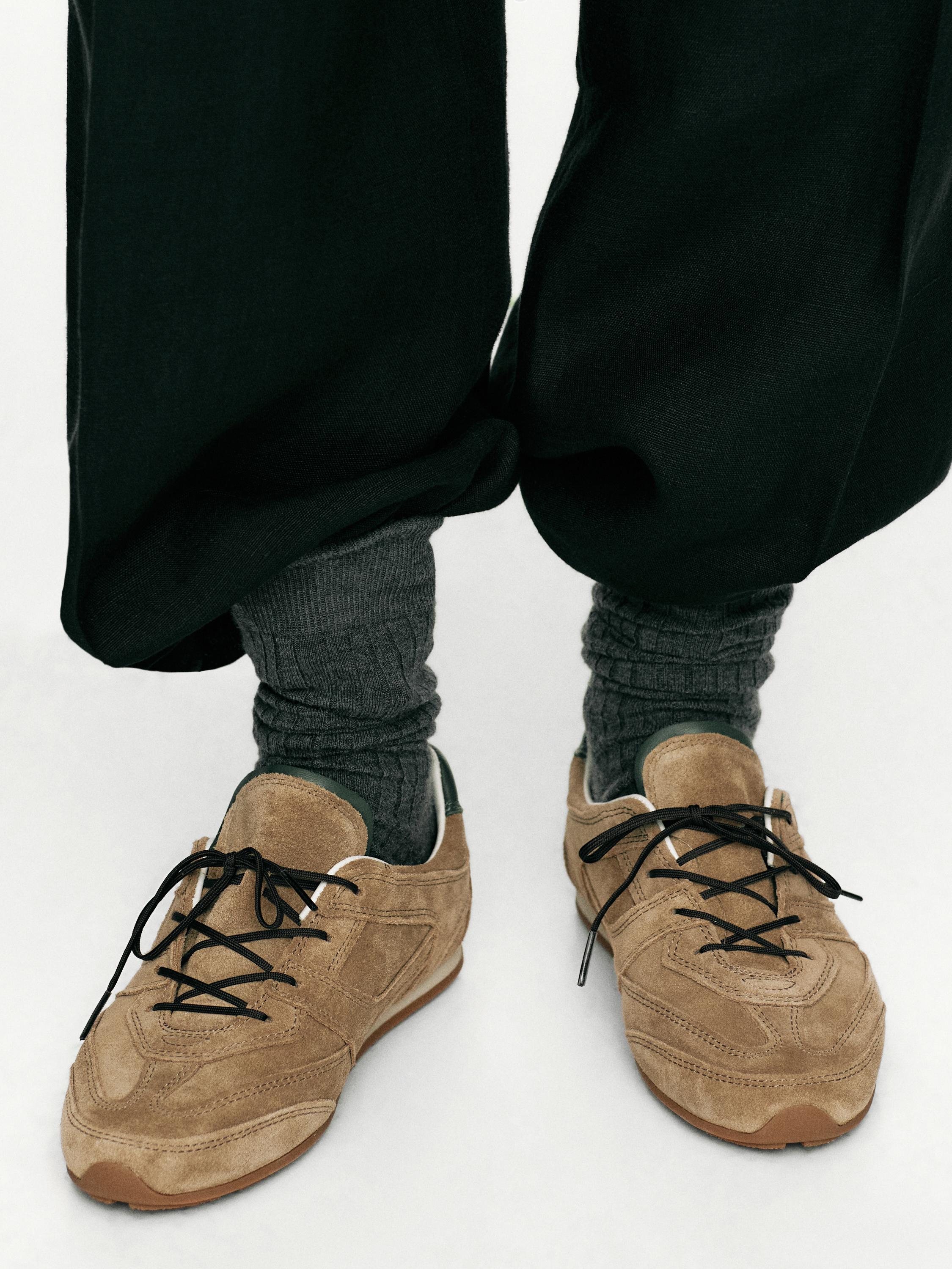 Split leather trainers with piece details — OCHRE