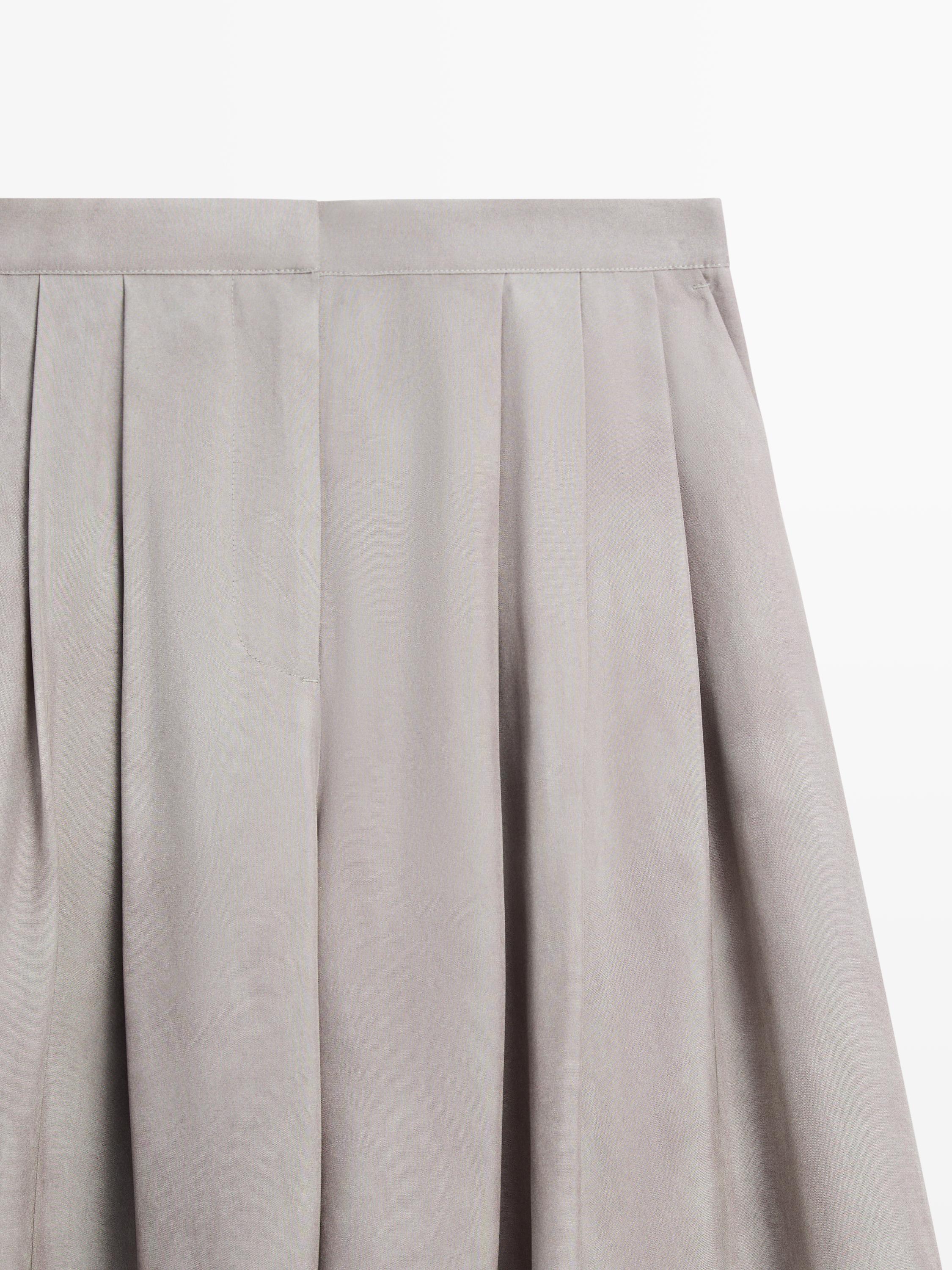 Flowing wide-leg trousers with darts — GREY