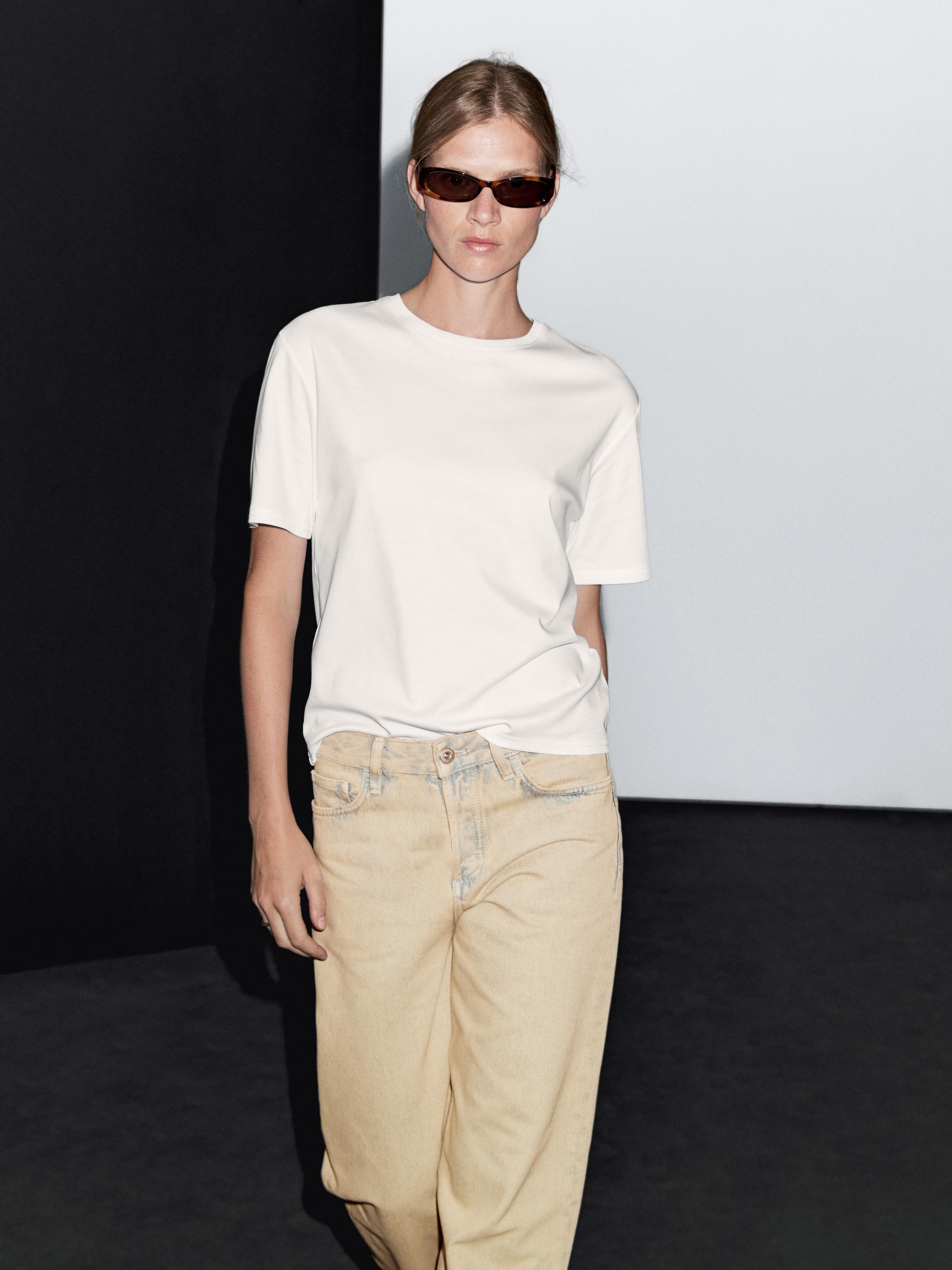 Хлопковые джинсы со средней посадкой и широкими штанинами