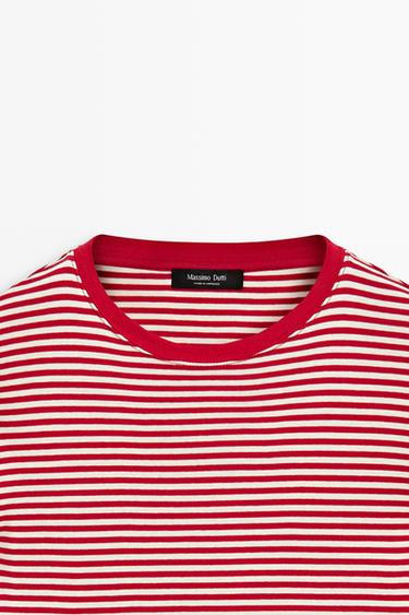 100% cotton long sleeve striped T-shirt — RED 9