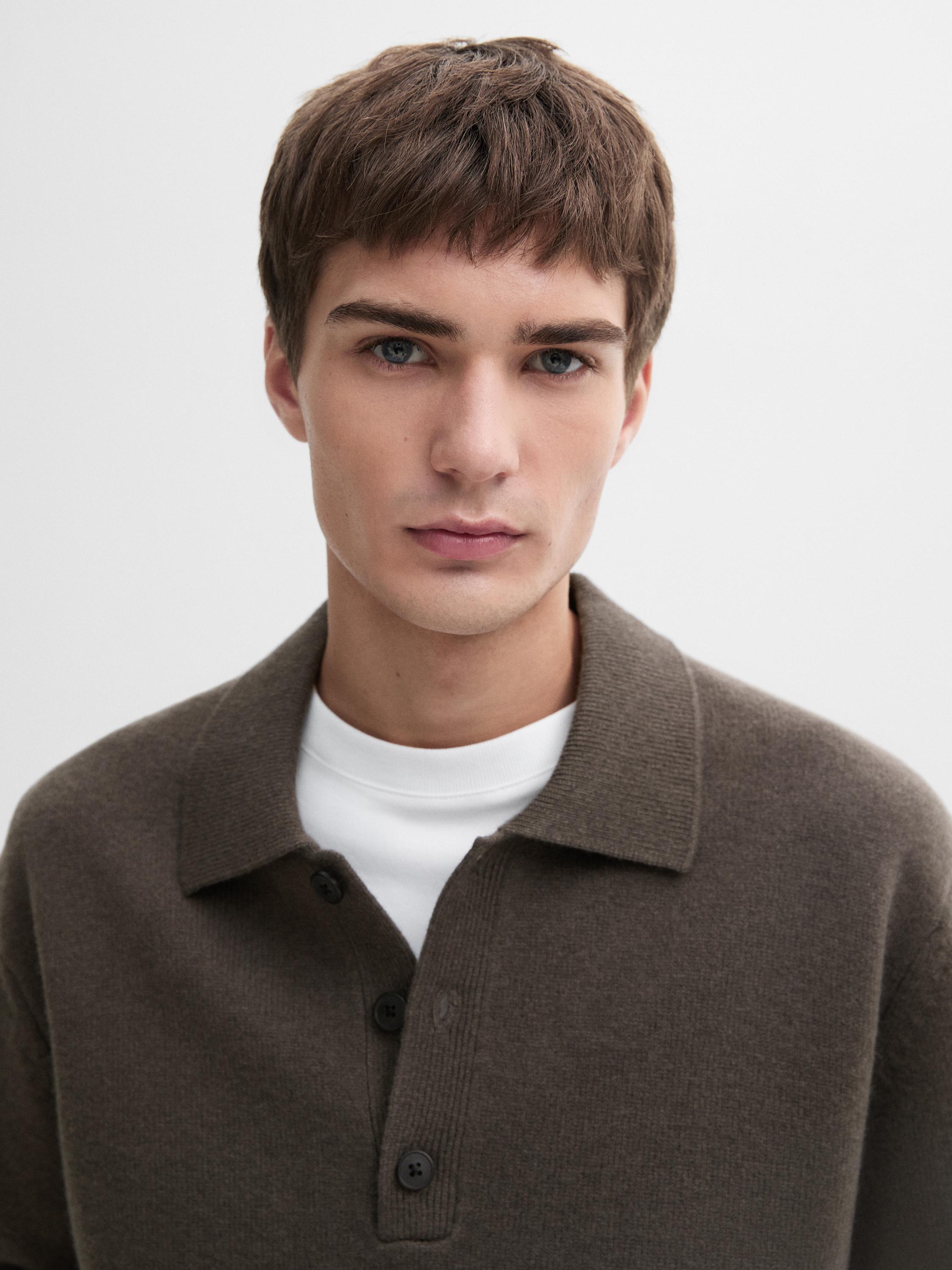 100% wool knit polo sweater