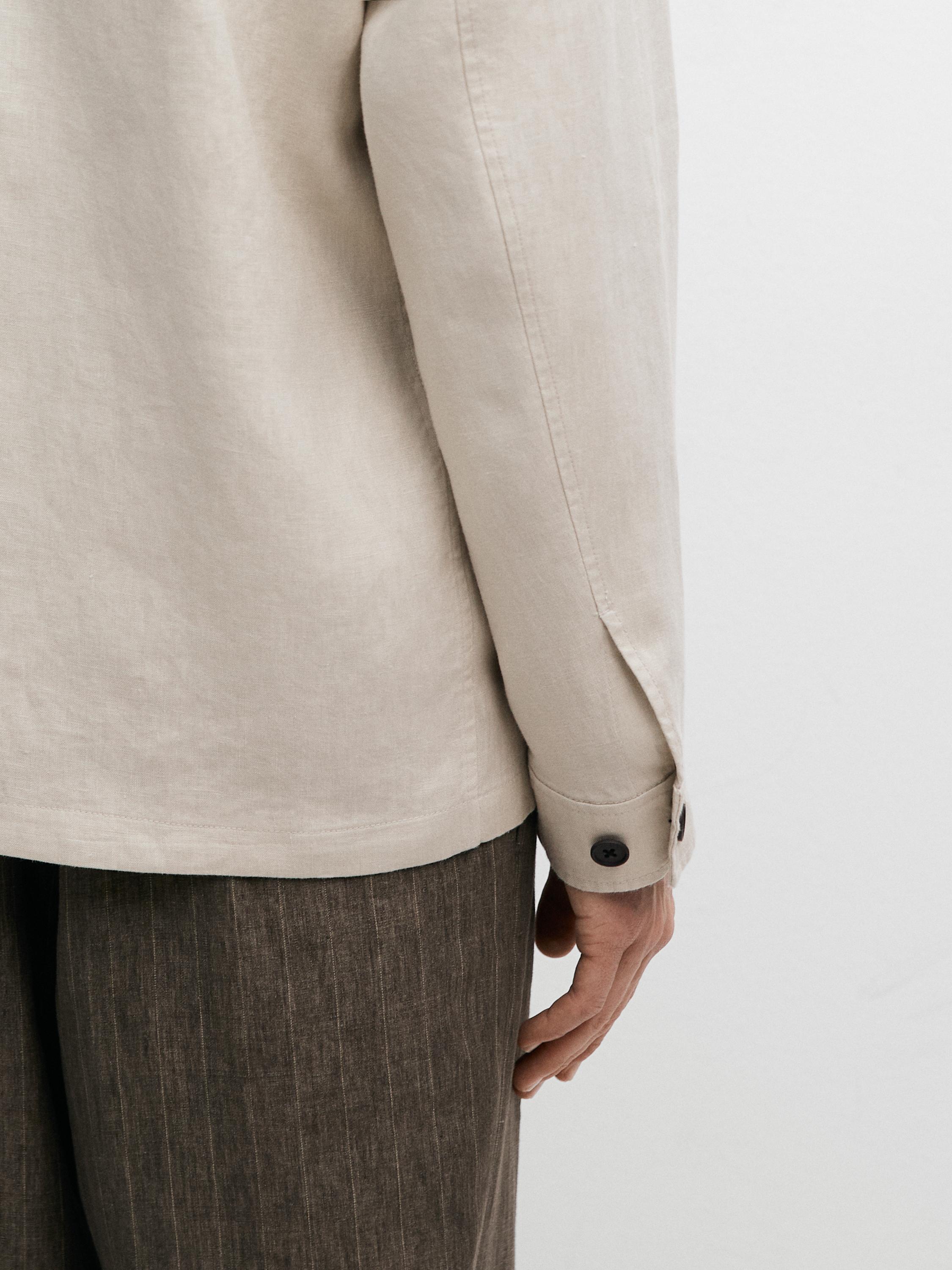 Lightweight linen jacket with pockets — STONE