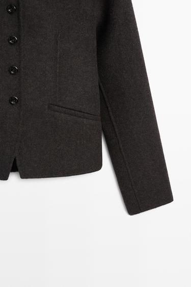 Short coat with high collar — ANTHRACITE GREY 7