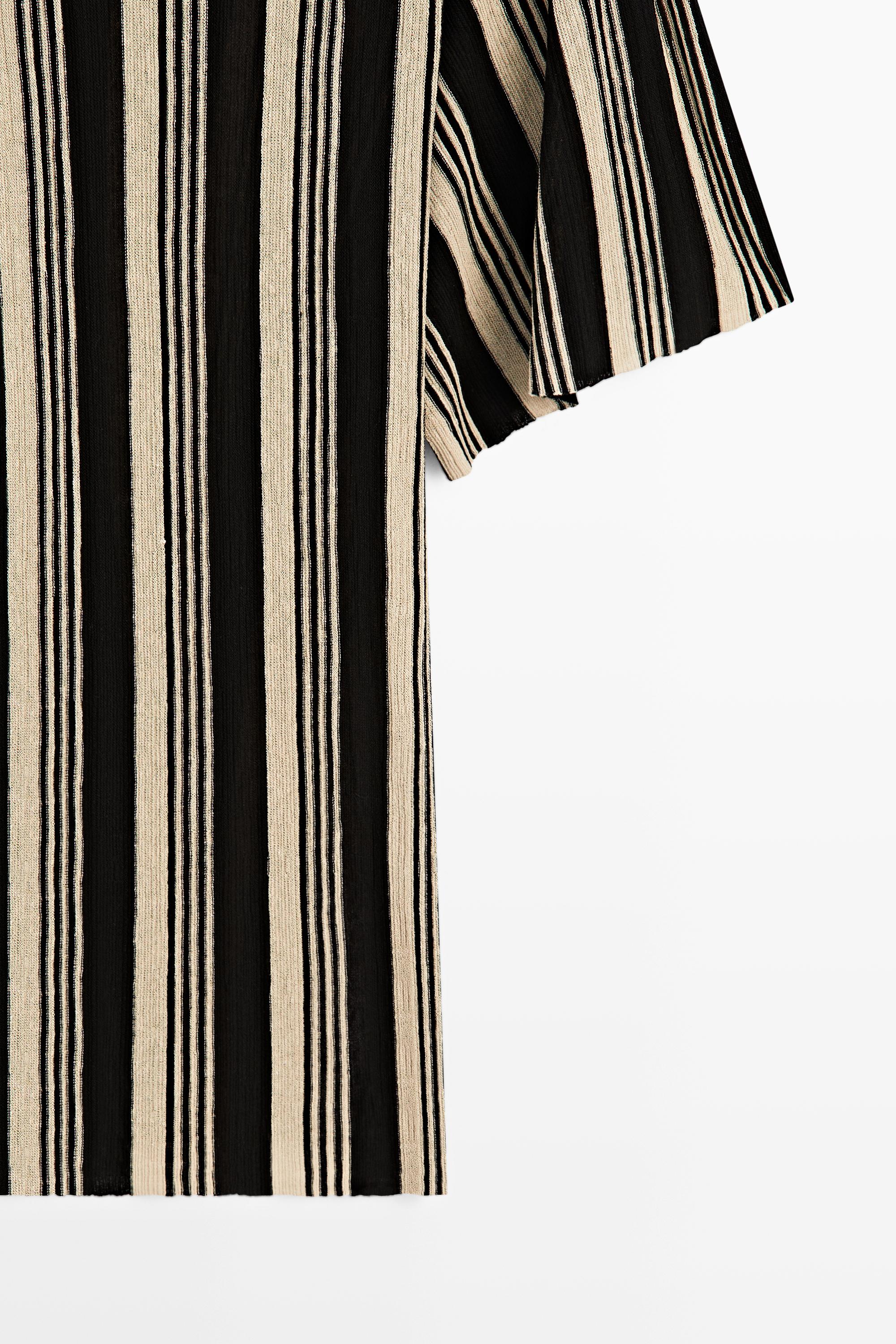 Striped knit kaftan sweater — BLACK
