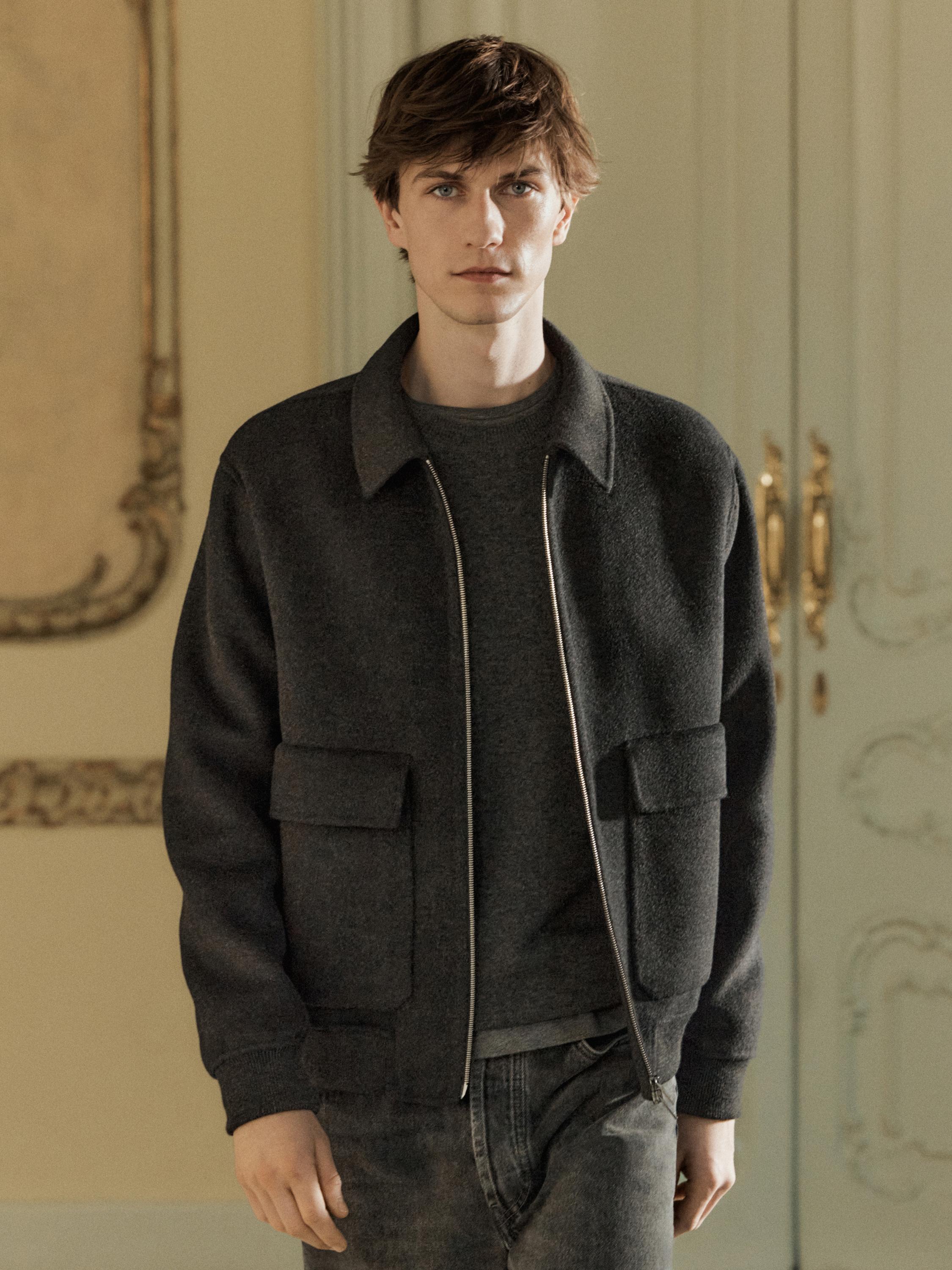 Wool blend jacket with pockets