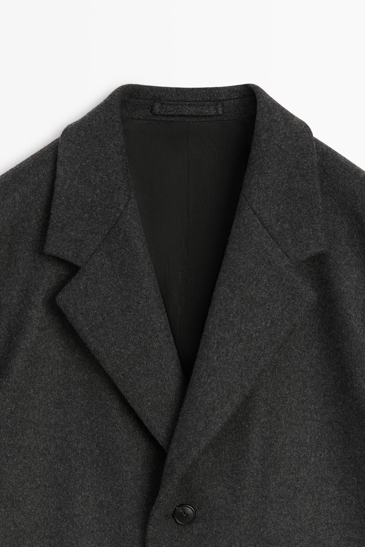 100% wool coat with lapel collar — CHARCOAL