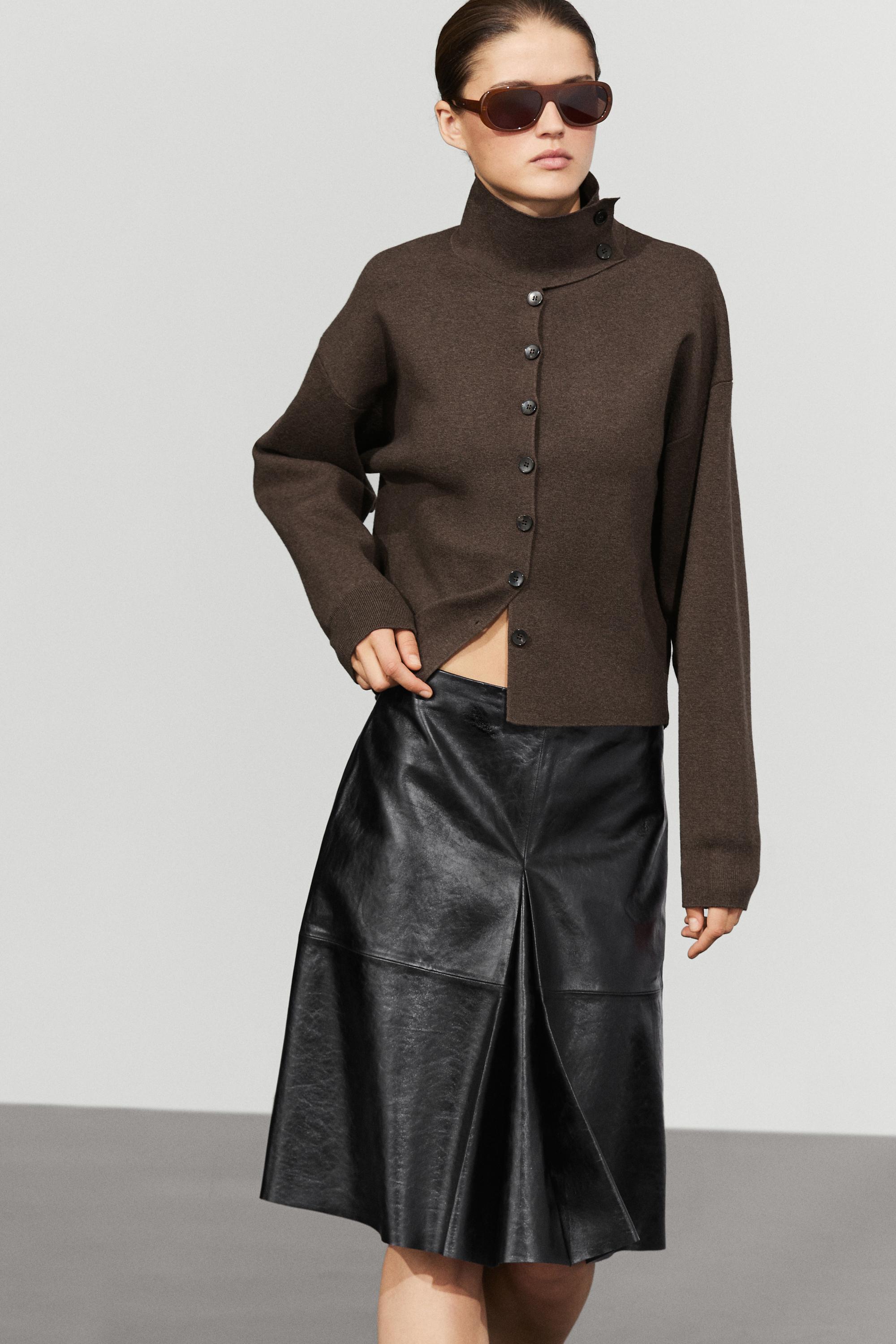 Short nappa leather skirt — BLACK