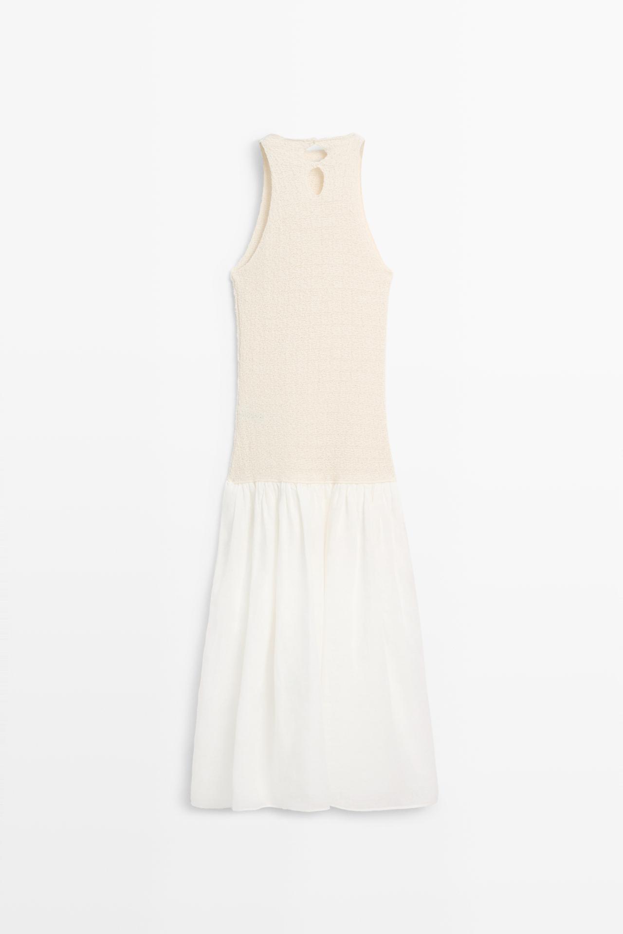 Combined halter midi dress — CREAM