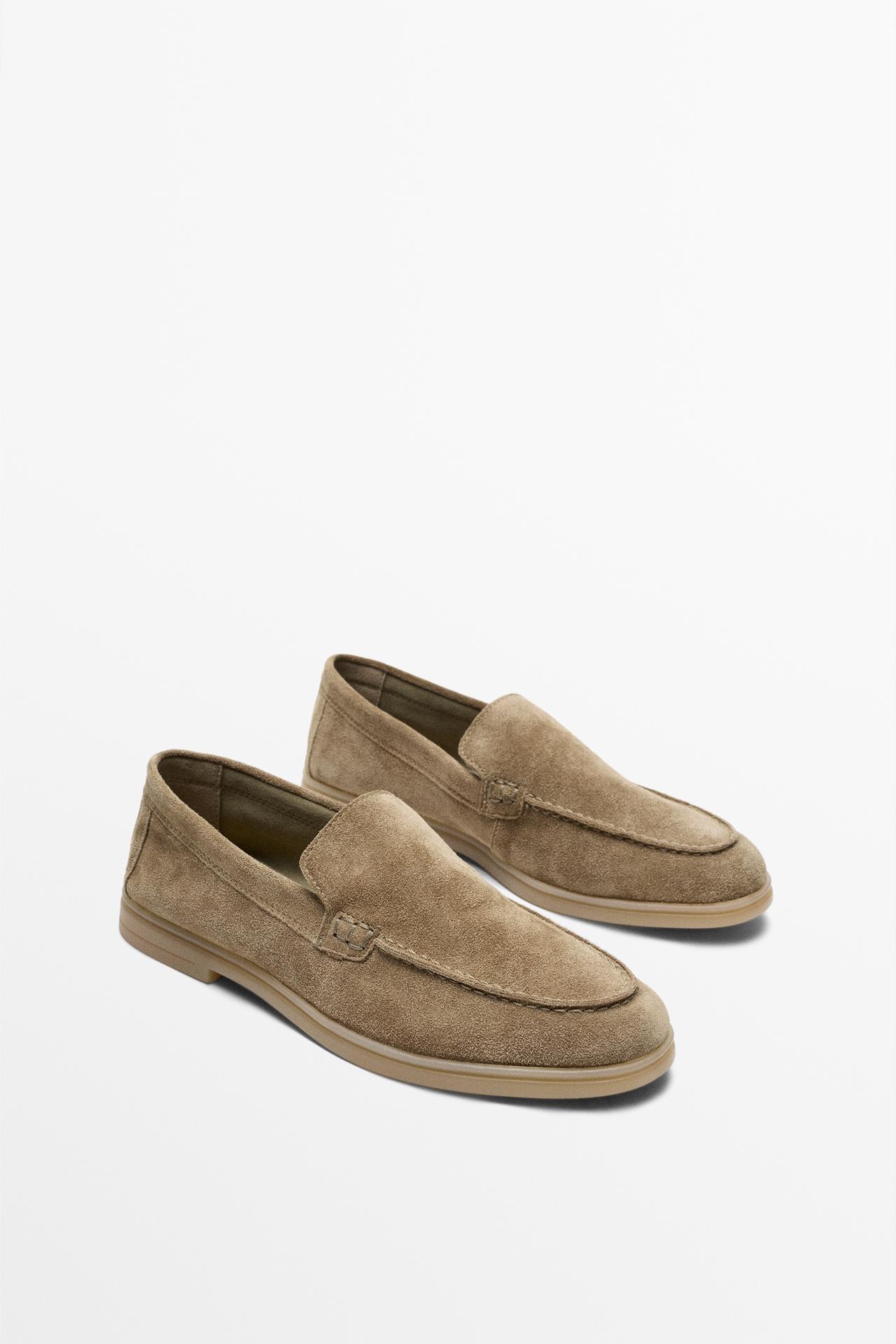 Split leather loafers — MINK