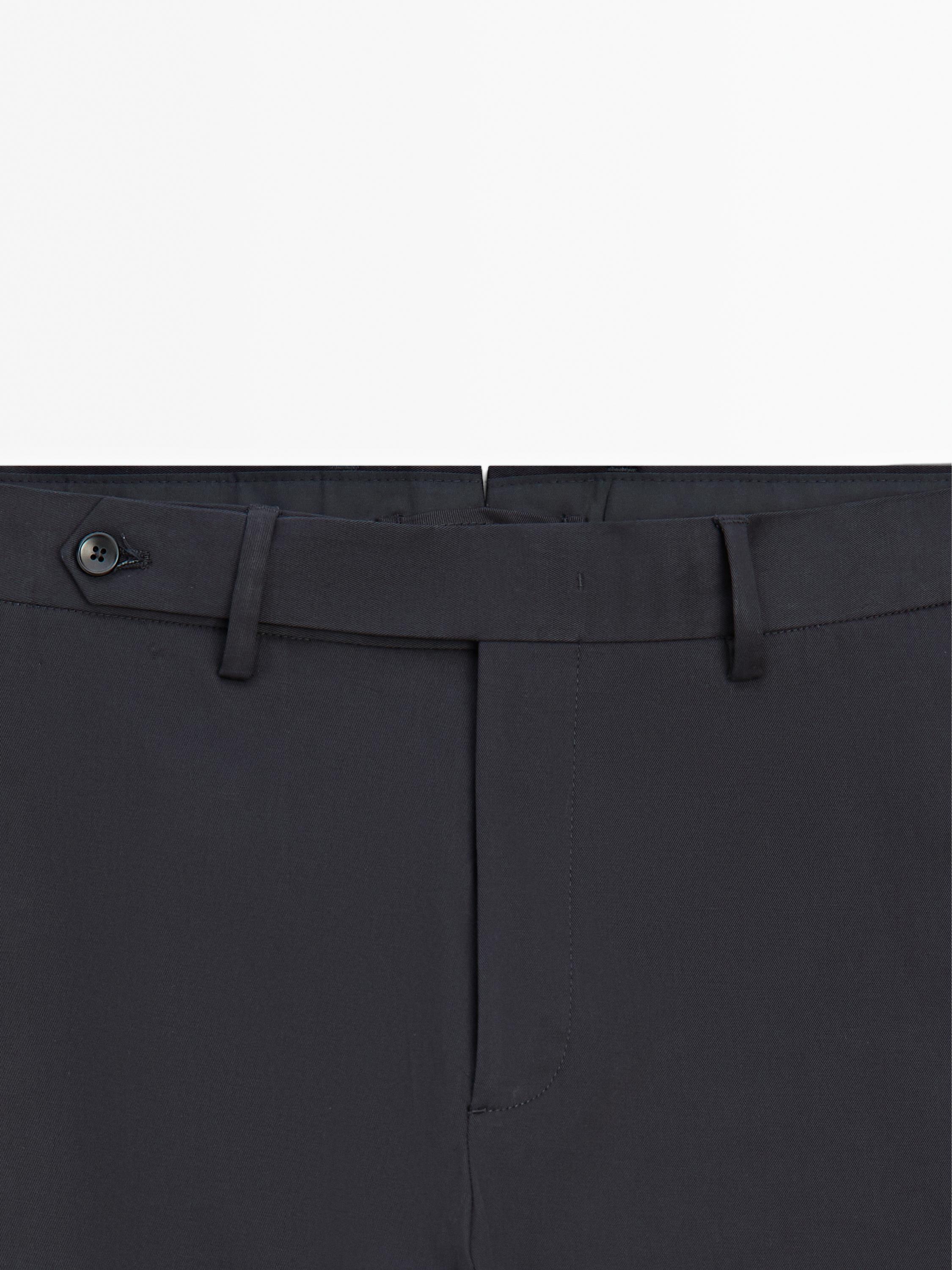 Cotton blend slim fit trousers