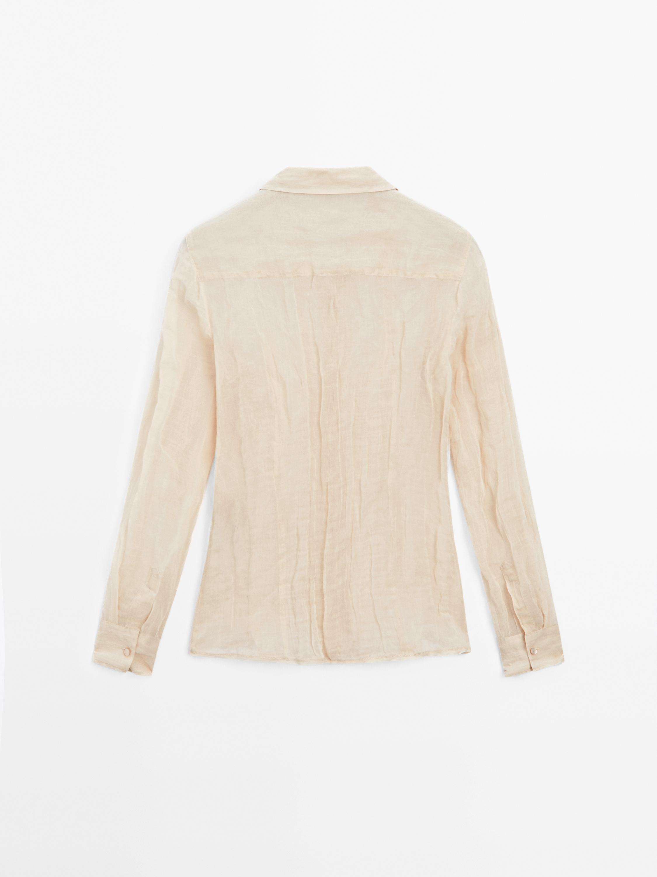 Cotton blend shirt with textured detail