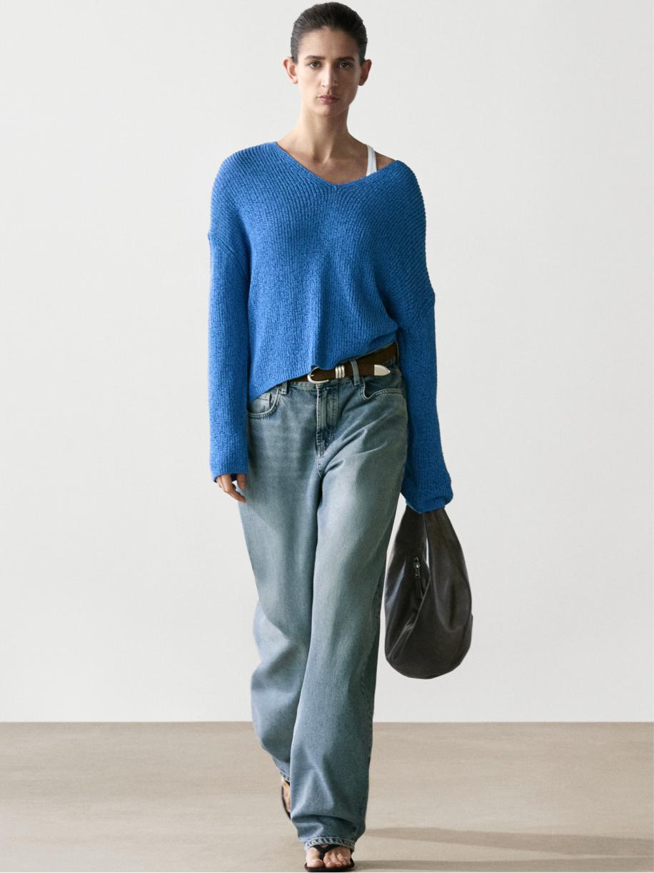 High-waist barrel fit jeans — Light Blue
