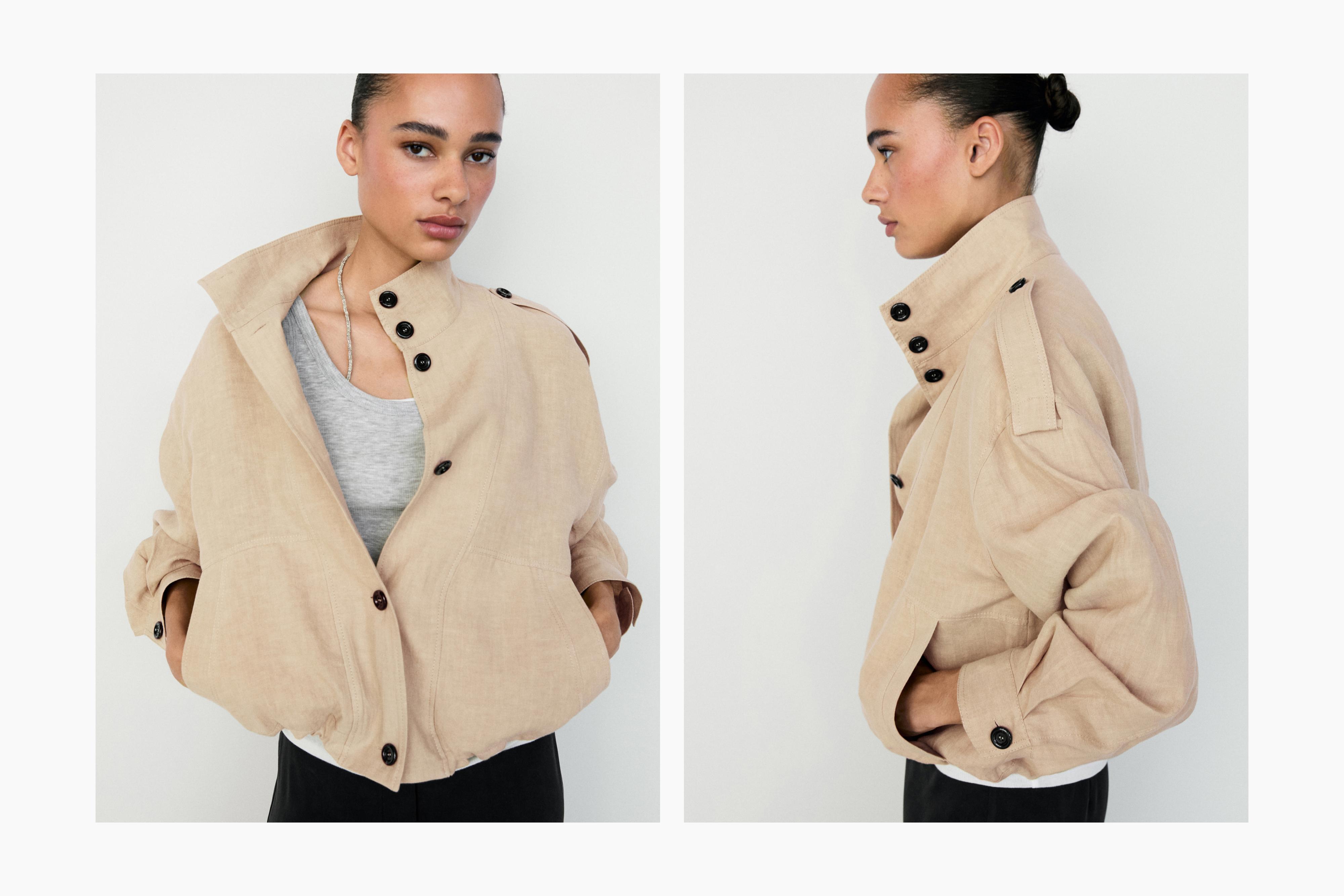 100% linen fluid bomber jacket — MUSTARD YELLOW