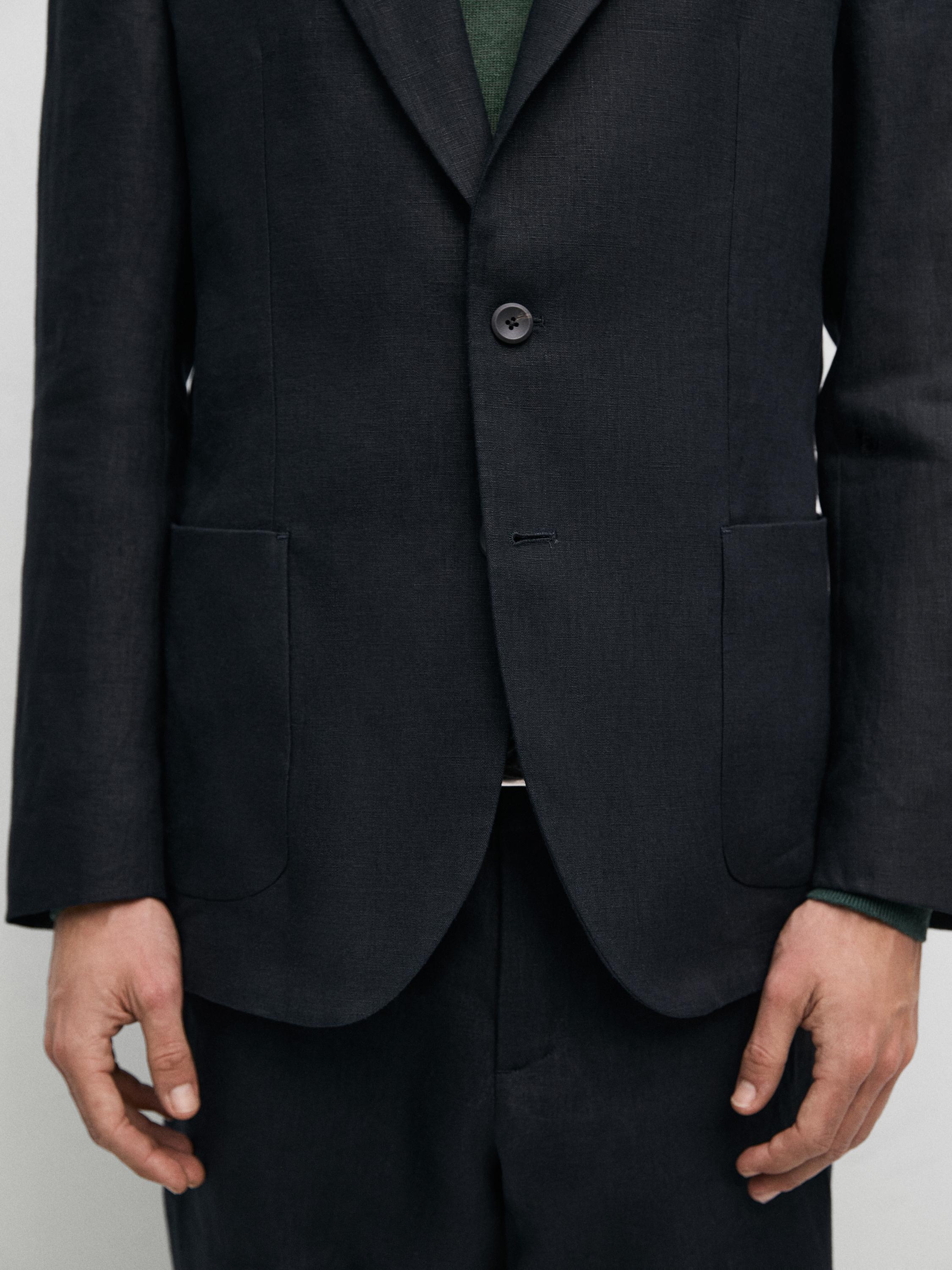 100% linen suit blazer — NAVY BLUE