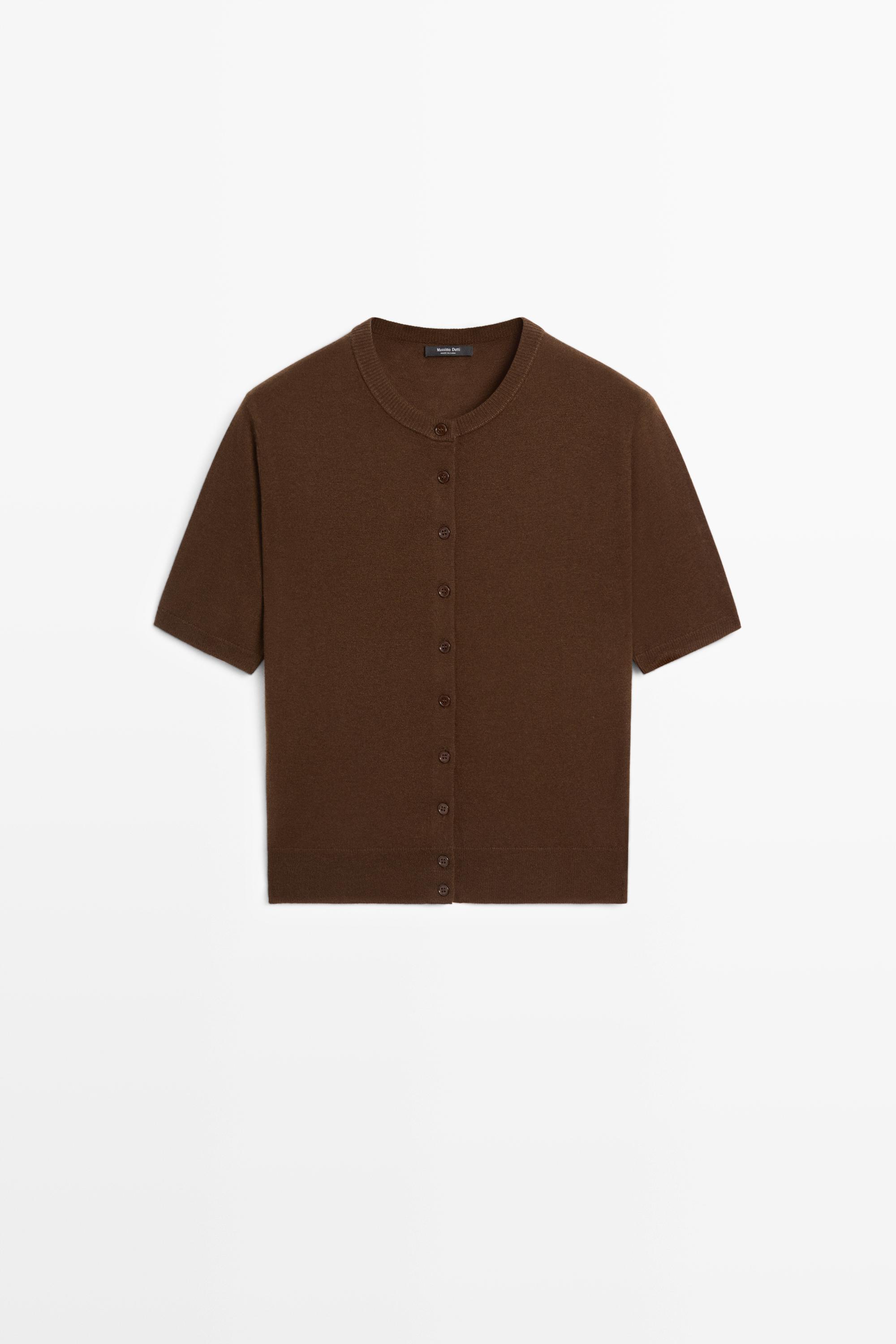 Short sleeve cardigan — BROWN