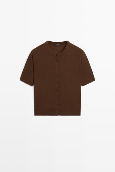 Short sleeve cardigan — BROWN 2