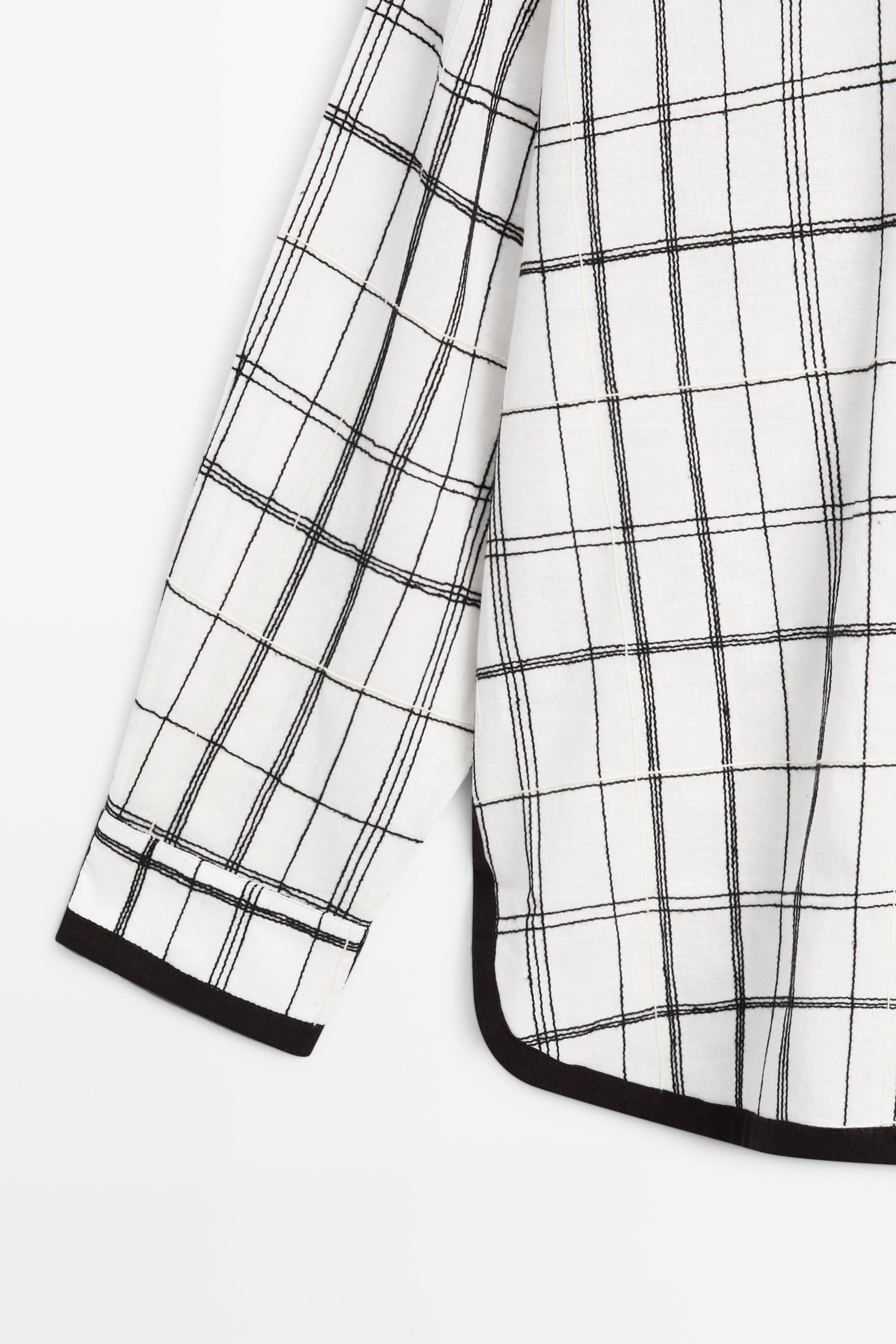 Cotton blend check shirt — WHITE
