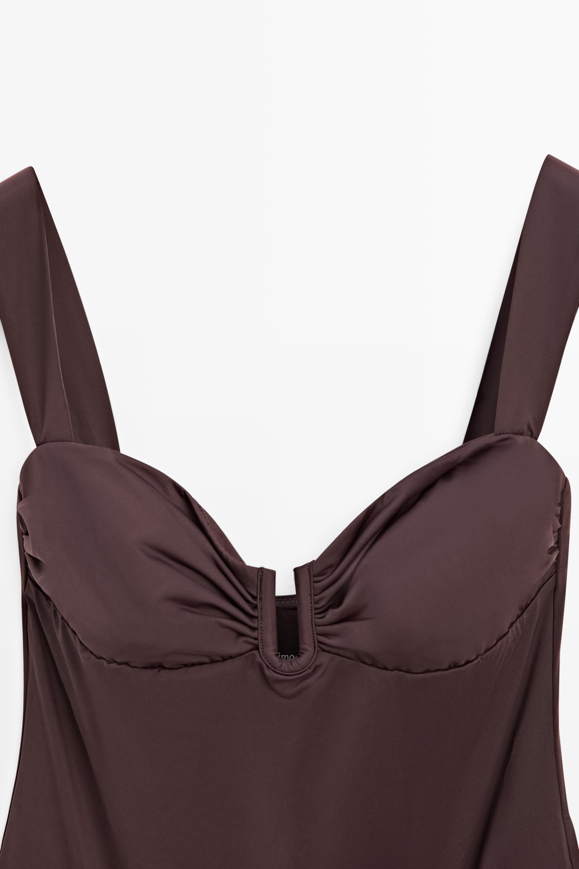 Swimsuit with gathered detail — BROWN