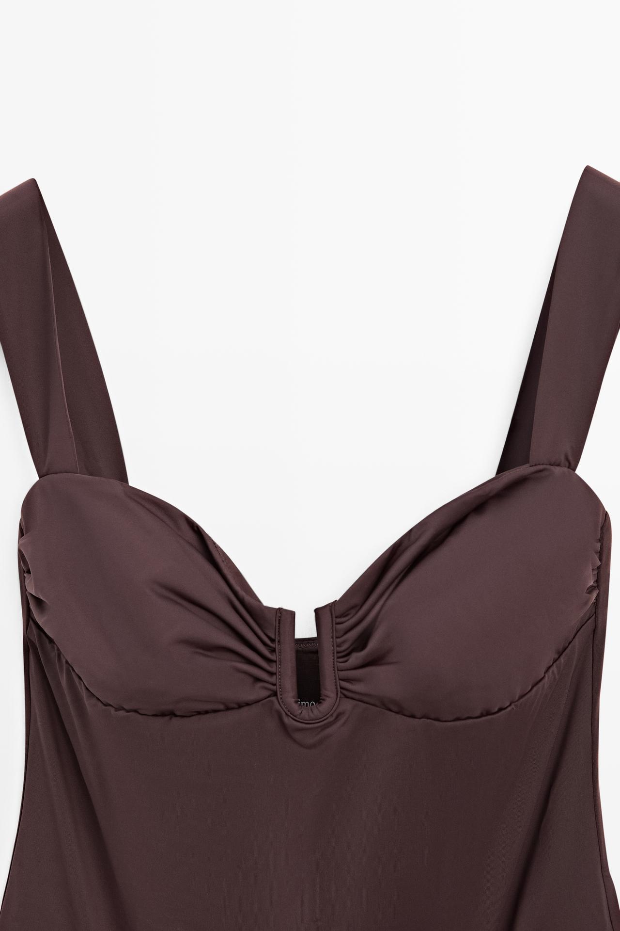 Swimsuit with gathered detail — BROWN