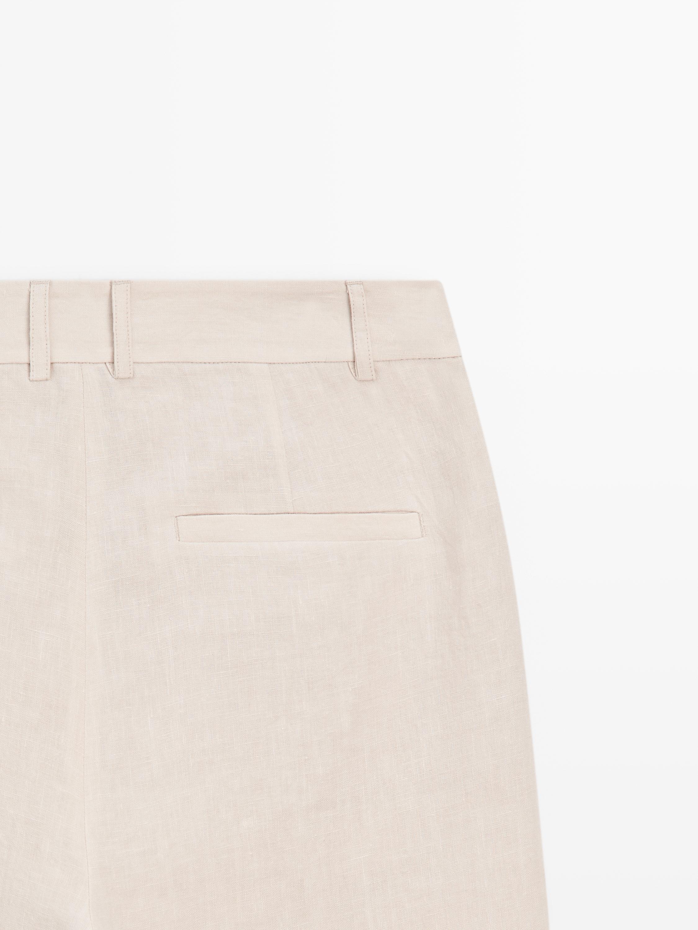 100% linen relaxed fit trousers — Off white