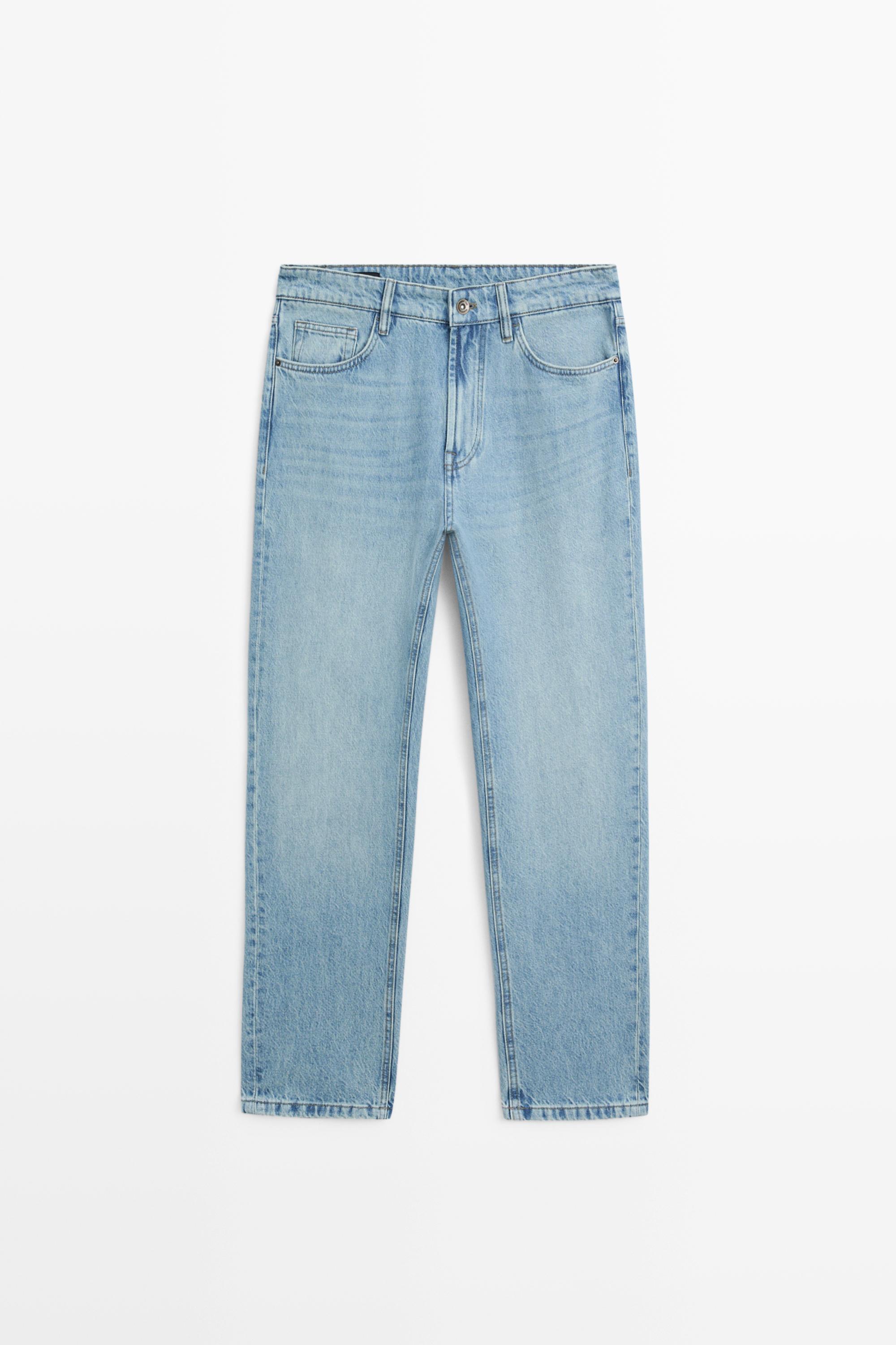 Bleach washed tapered fit jeans — Light Blue
