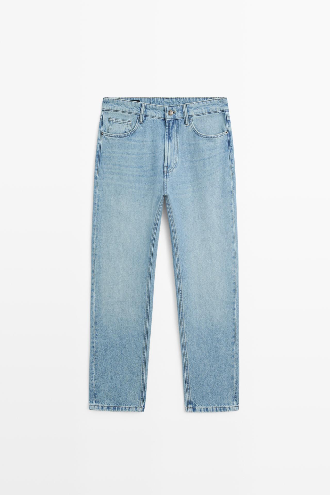 Bleach washed tapered fit jeans — Light Blue
