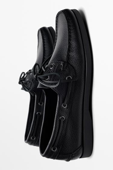 Leather boat shoe — BLACK 6