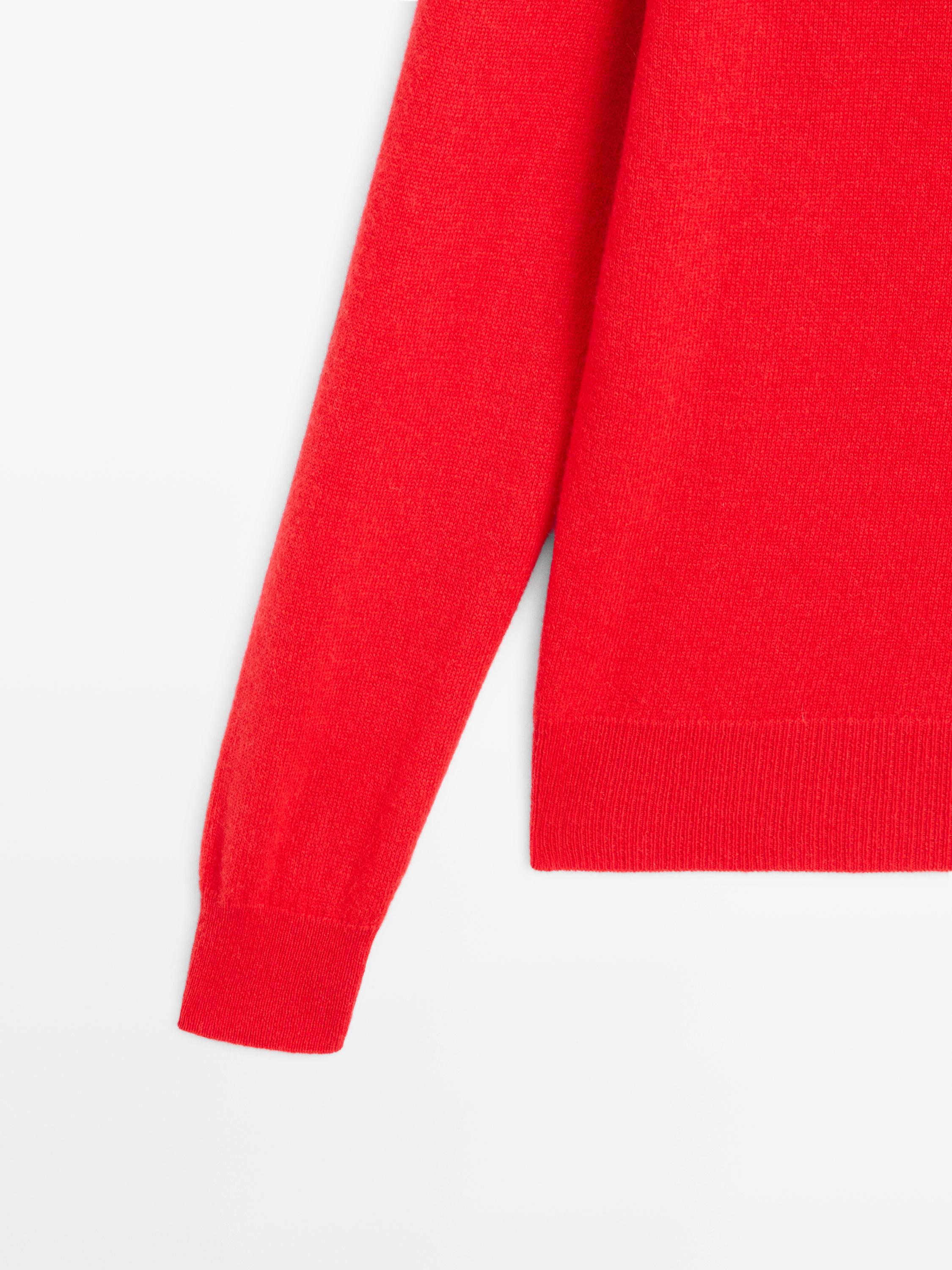 100% cashmere long sleeve sweater — ORANGE