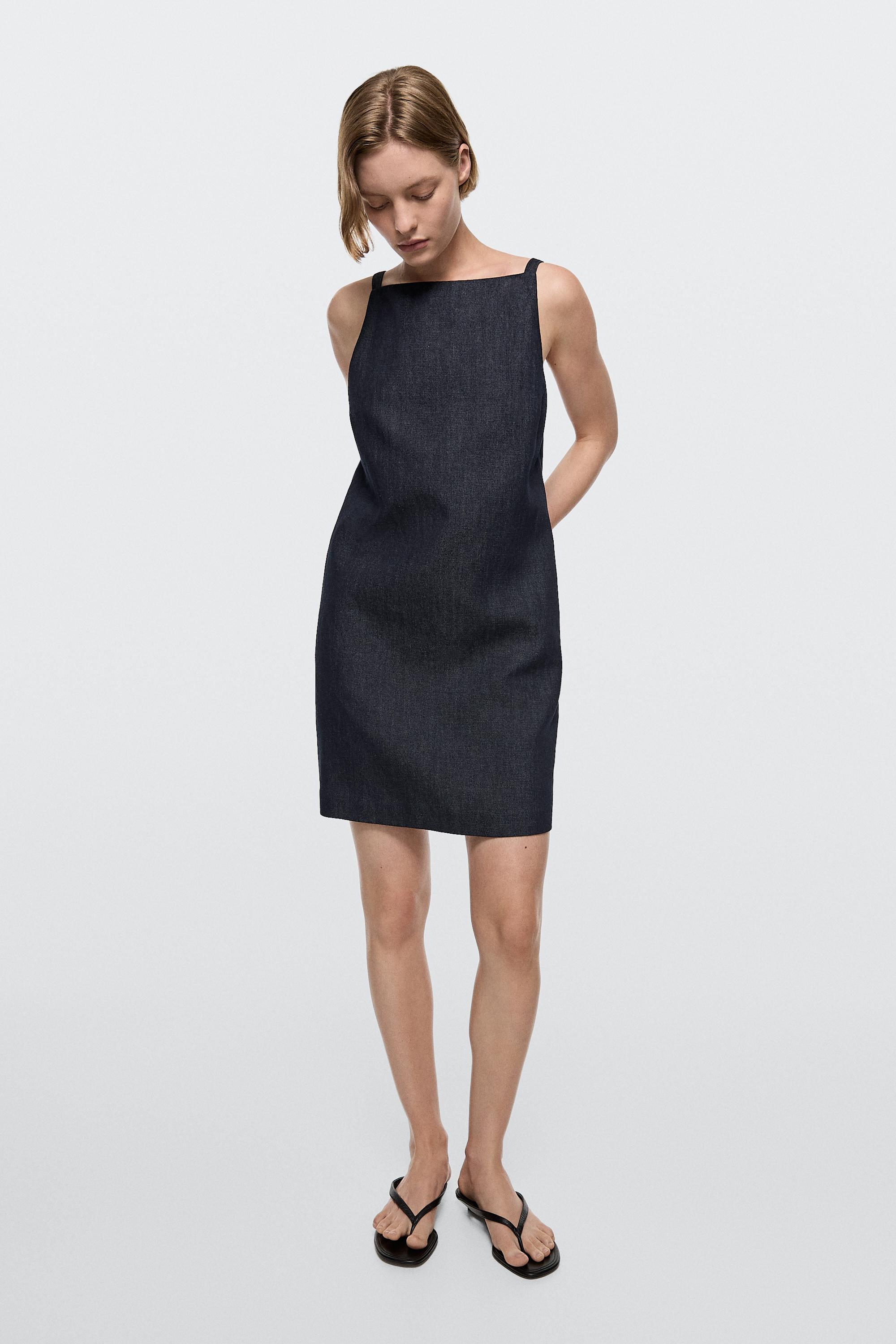 Denim mini dress — DARK BLUE