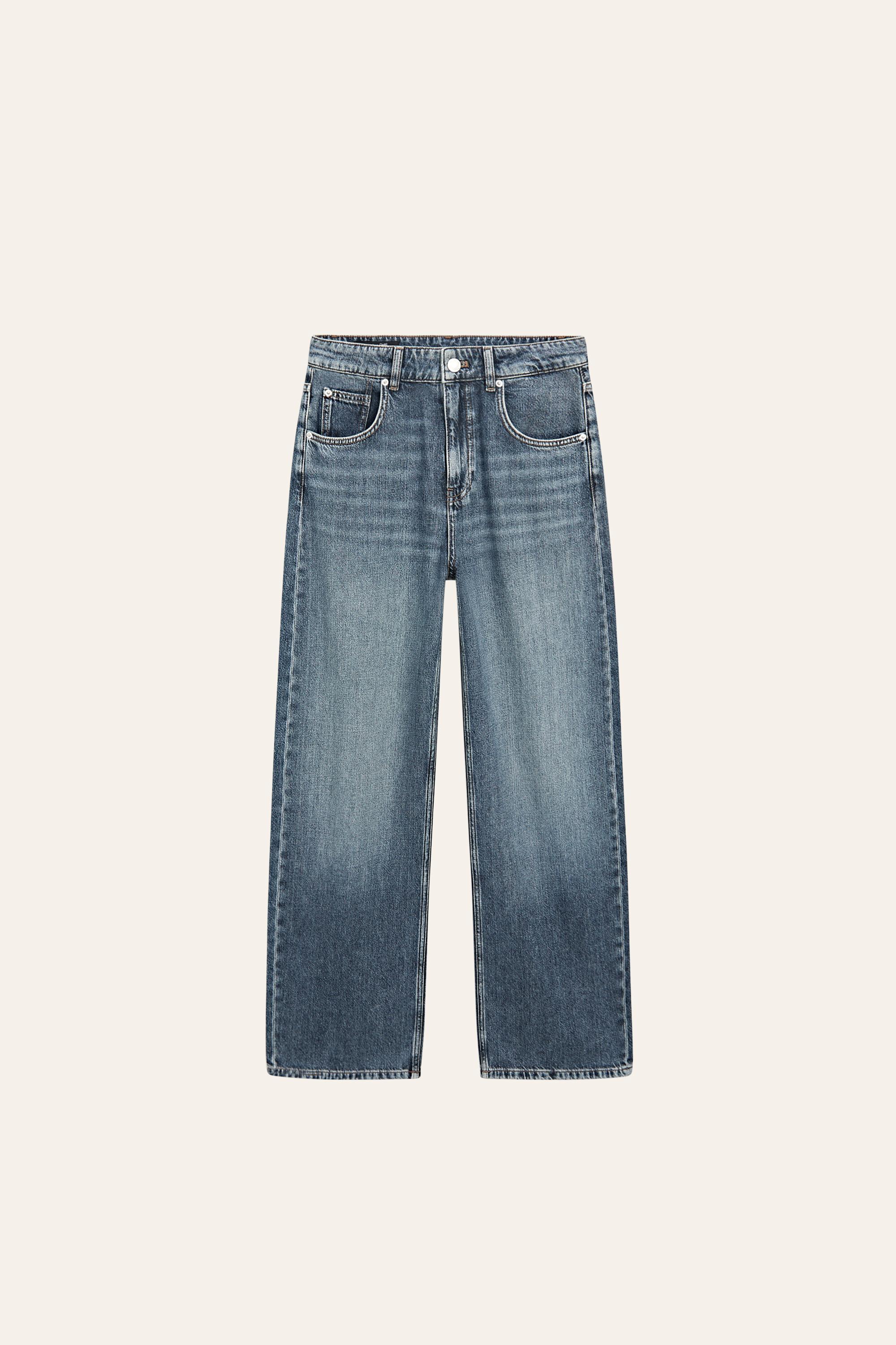 Mid-waist barrel fit jeans — MEDIUM BLUE