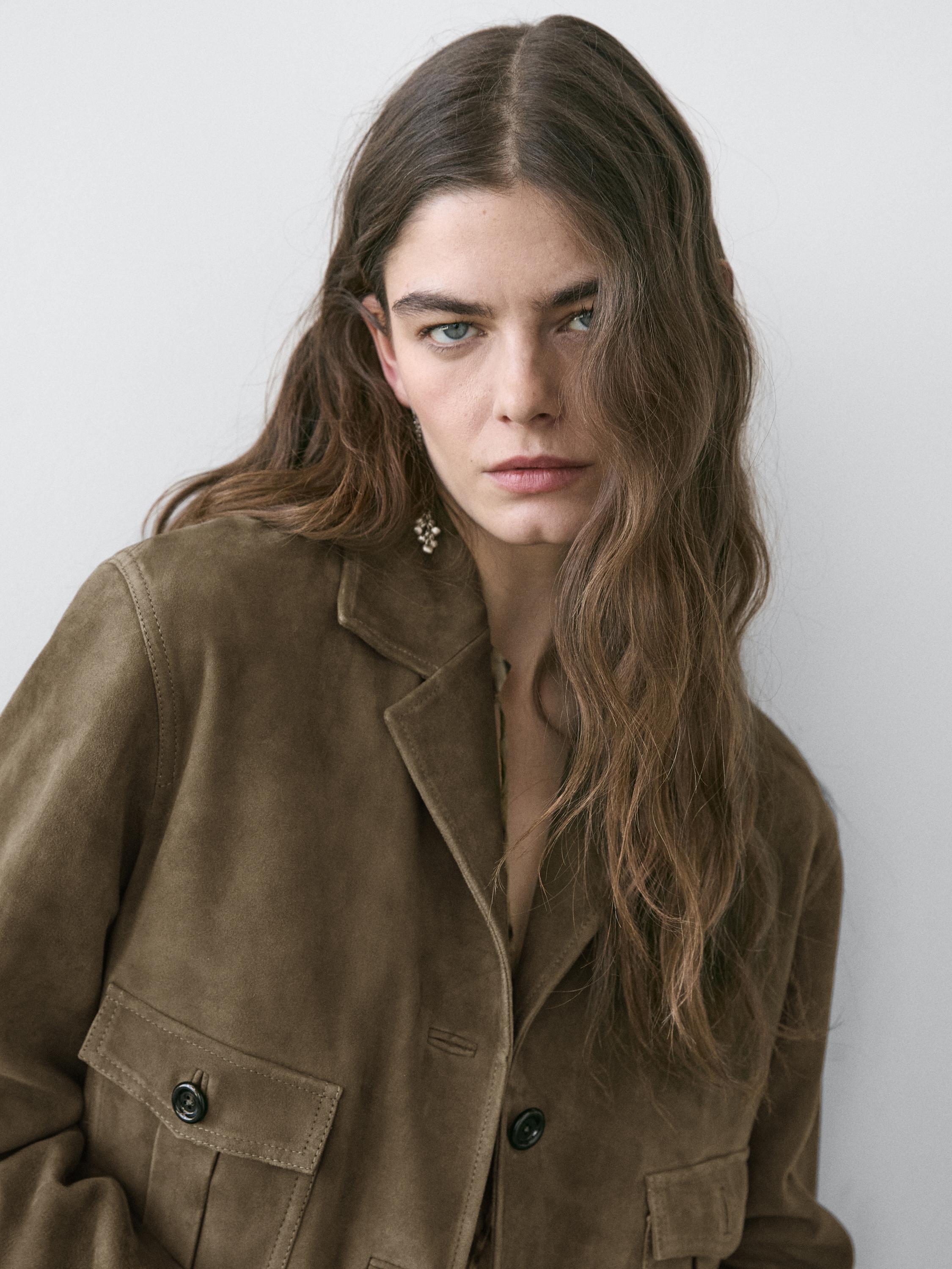 Kısa süet deri ceket