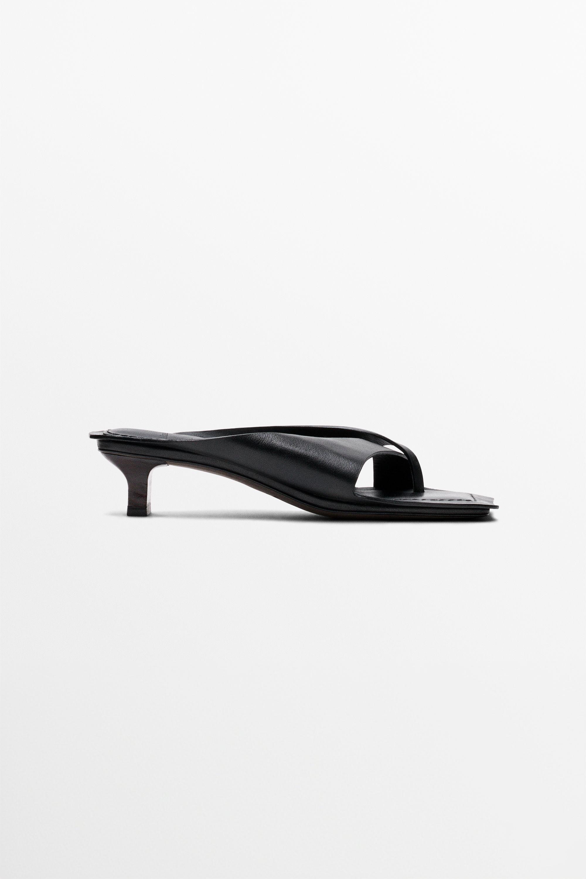 Leather heeled sandals - STUDIO — BLACK