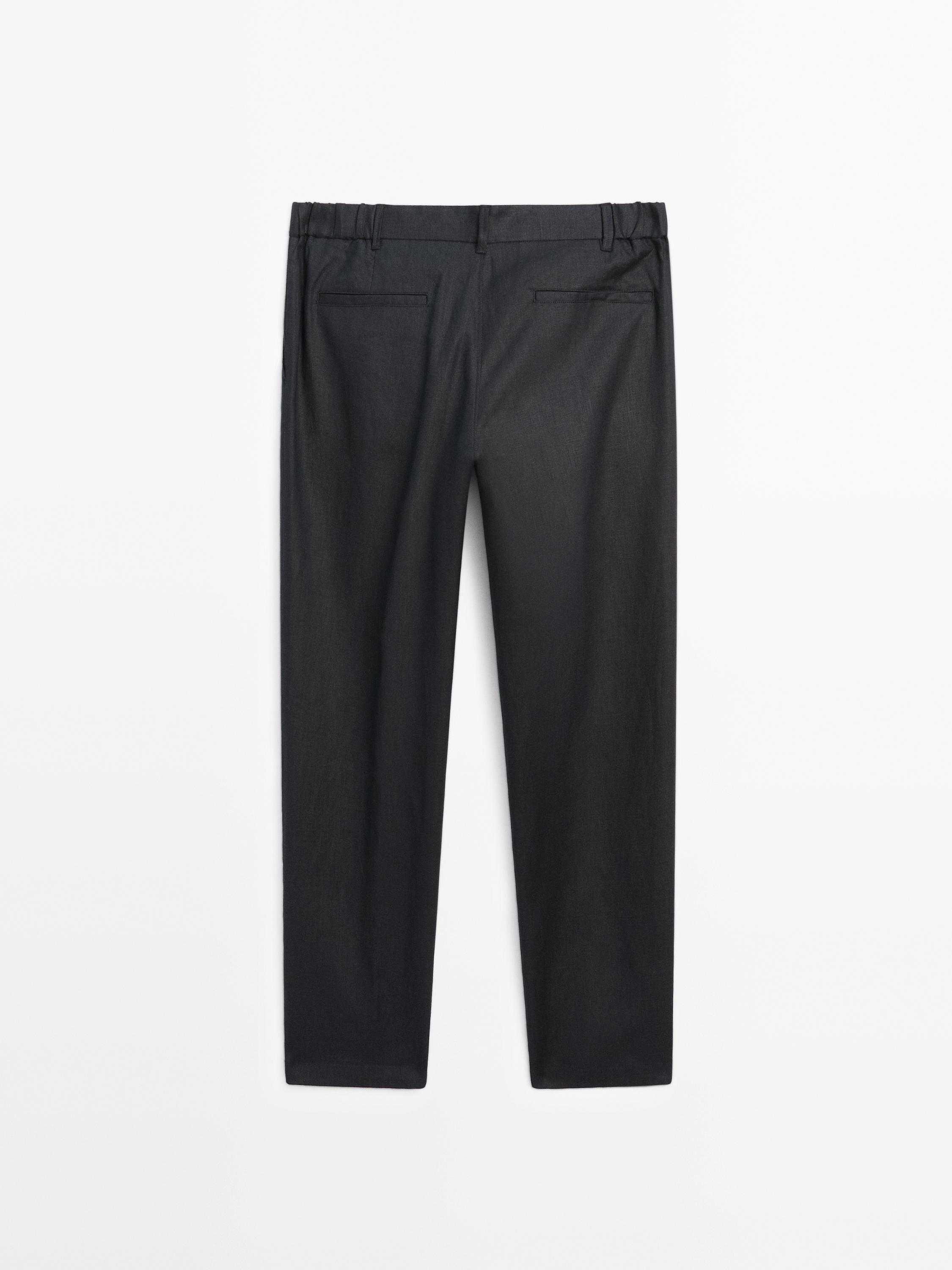 100% linen tapered fit trousers